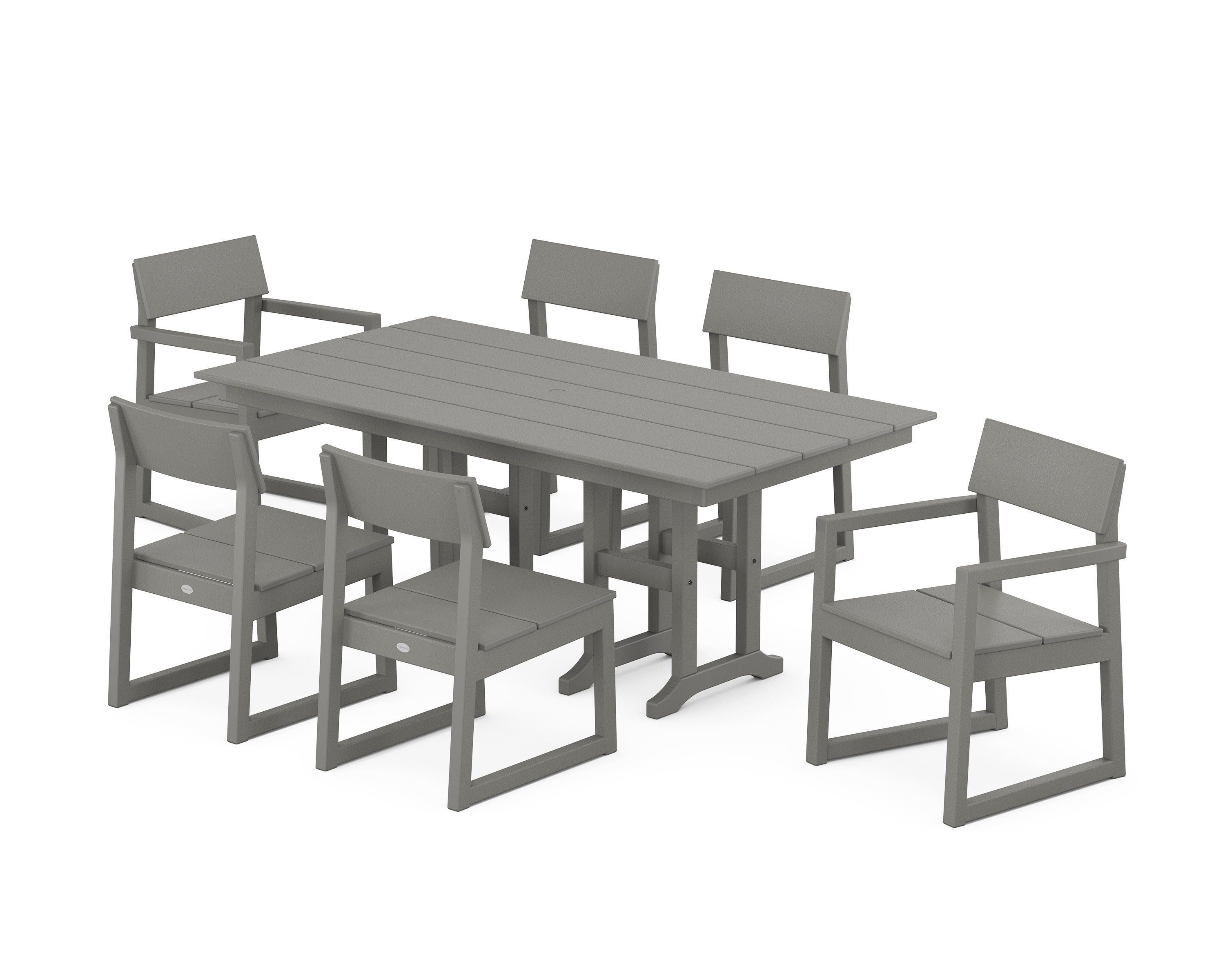 EDGE 7-Piece Farmhouse Dining Set in Slate Grey