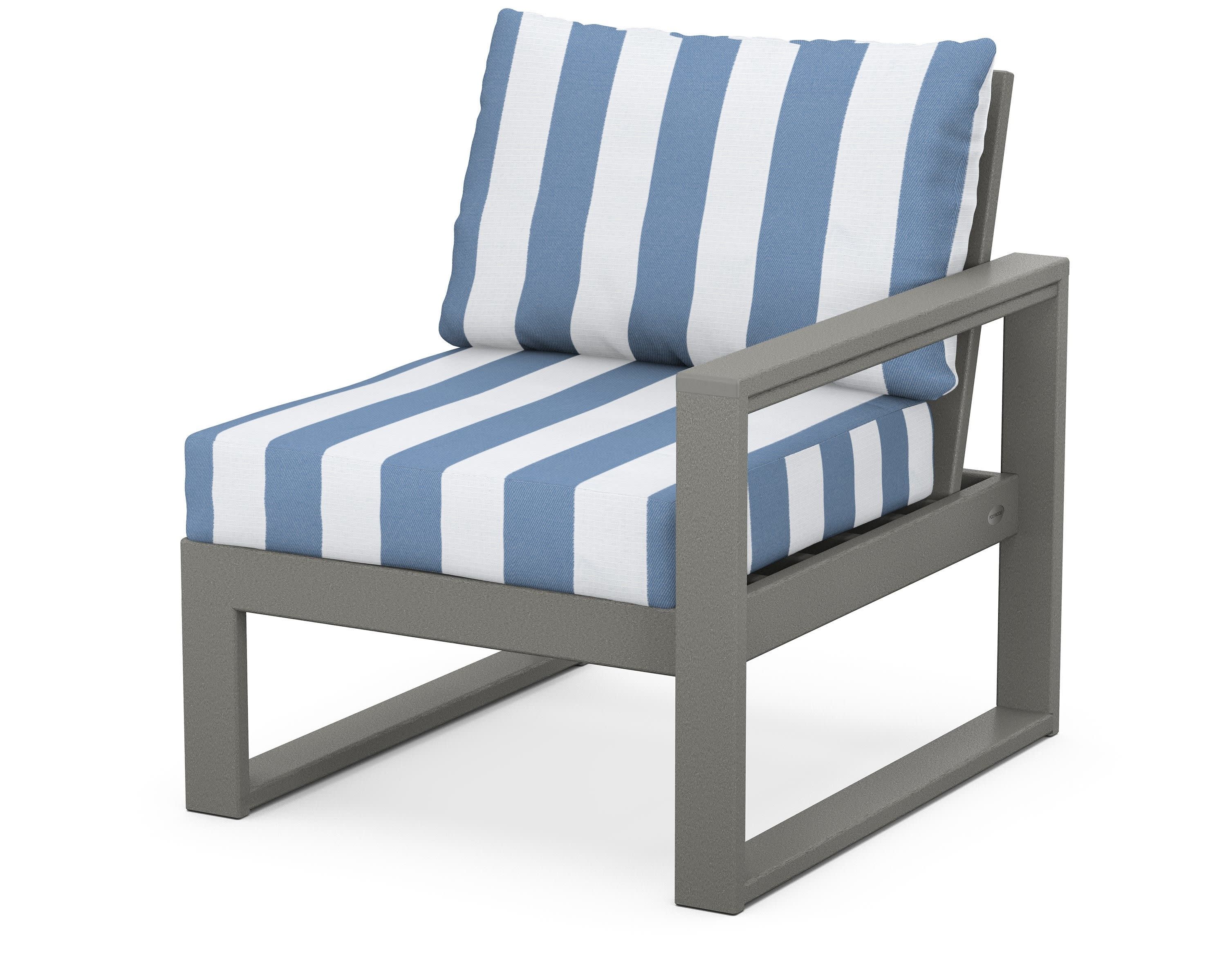 EDGE Modular Right Arm Chair in Slate Grey / Cabana Stripe Sky Blue