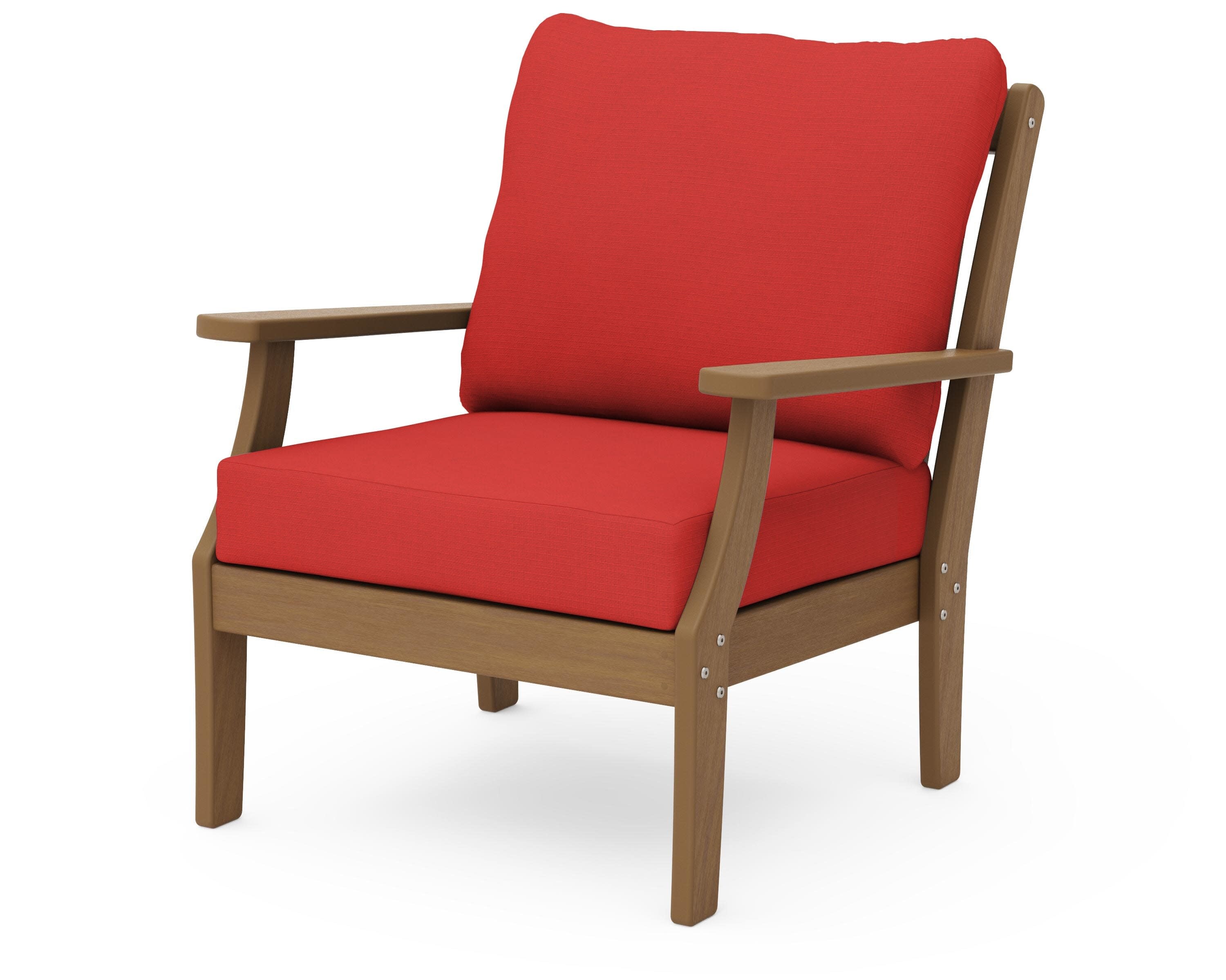 Braxton Deep Seating Chair in Natural / Crimson Linen