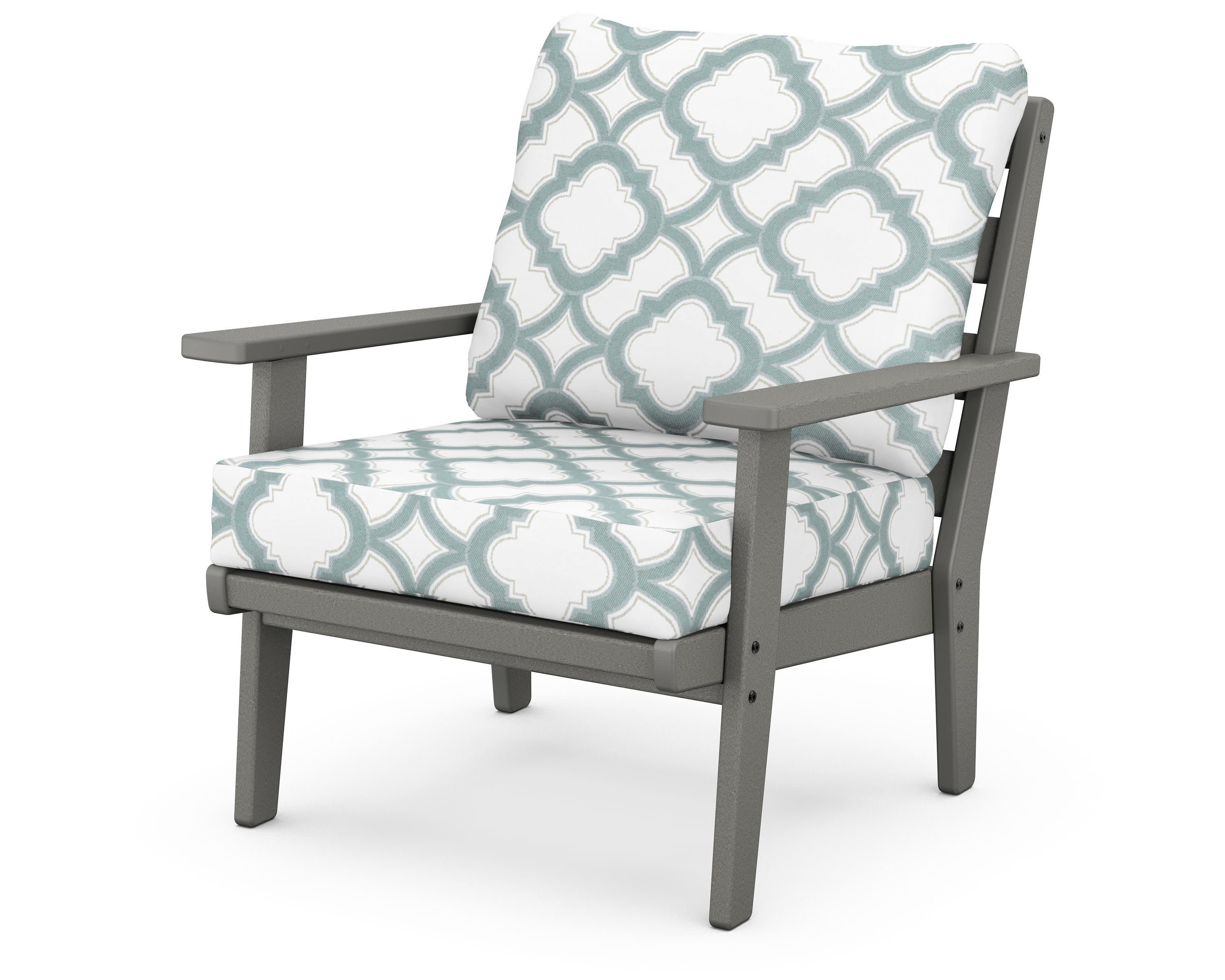 Grant Park Deep Seating Chair in Slate Grey / Trellis Glacier Spa