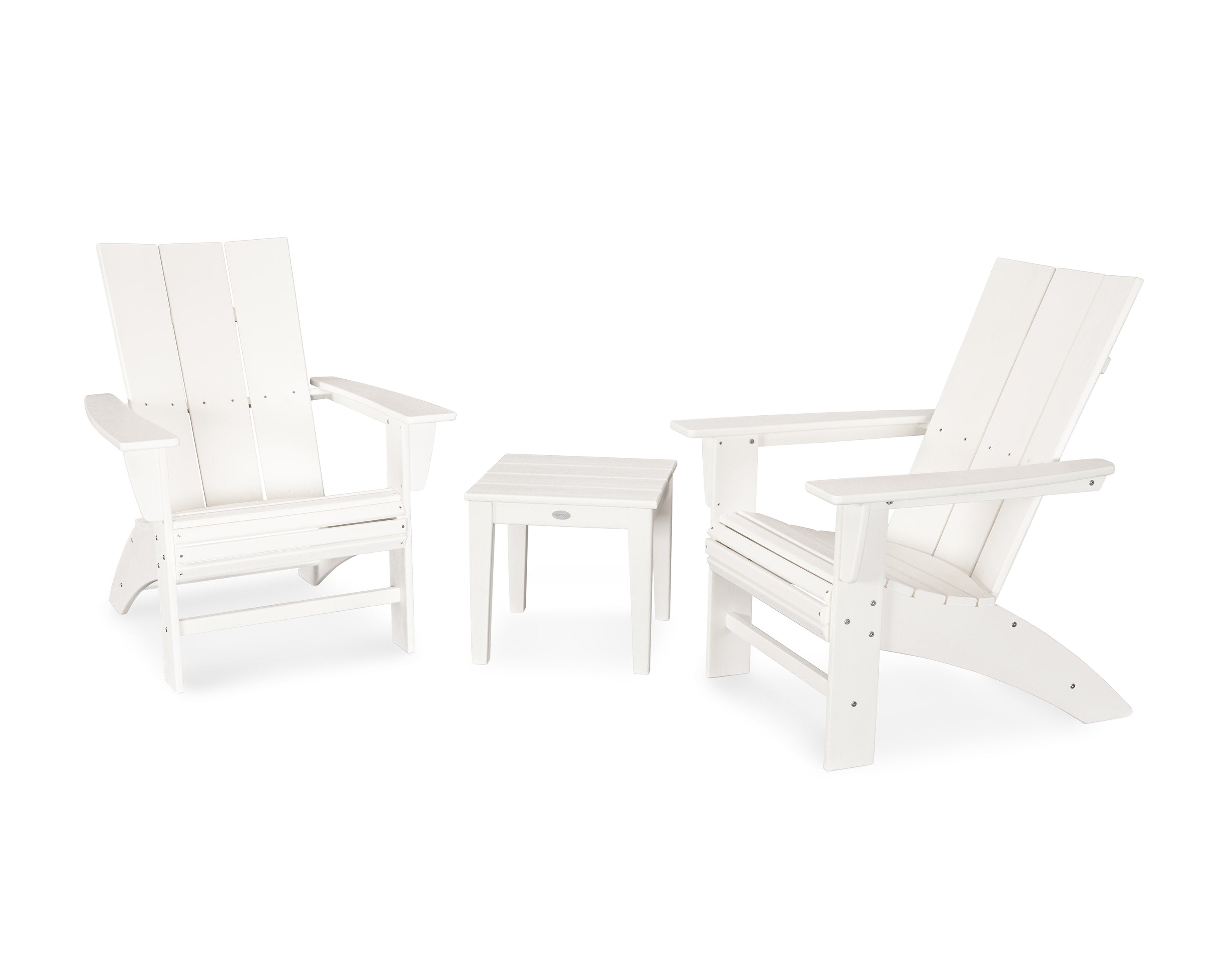 Modern 3-Piece Curveback  Adirondack Set in White