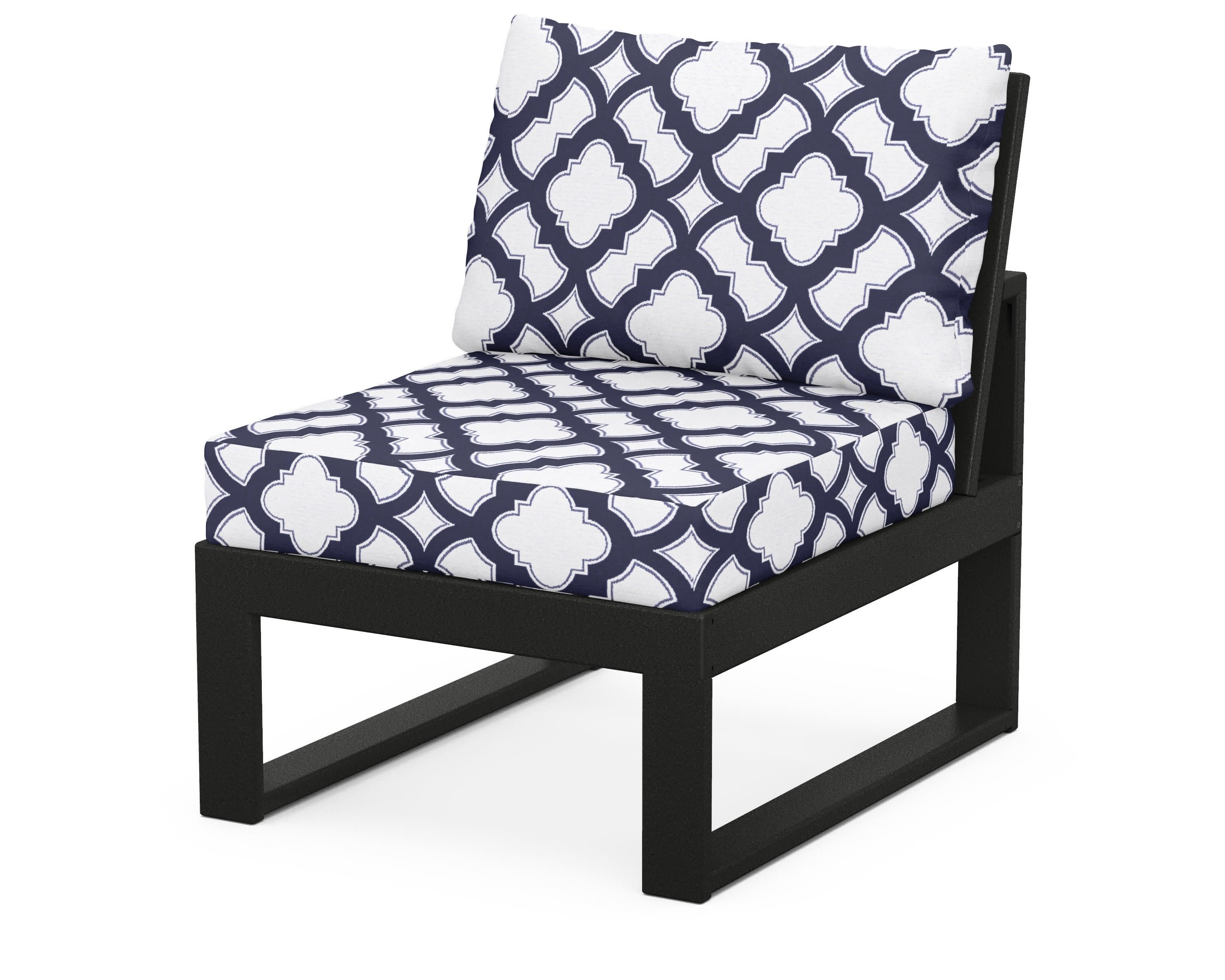 Modular Armless Chair in Black / Trellis Navy