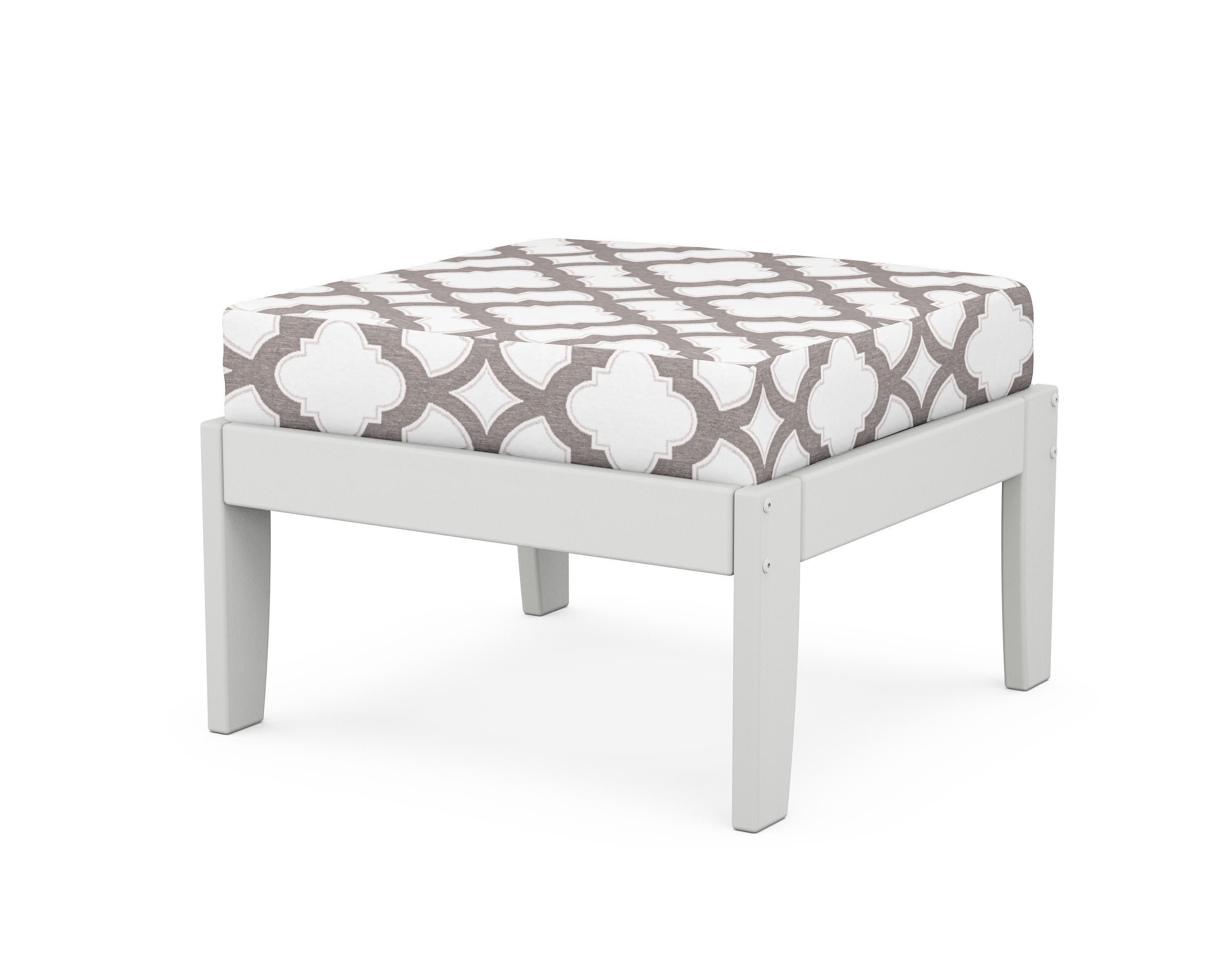 Modular Ottoman - Classic in White / Trellis Grey Mist