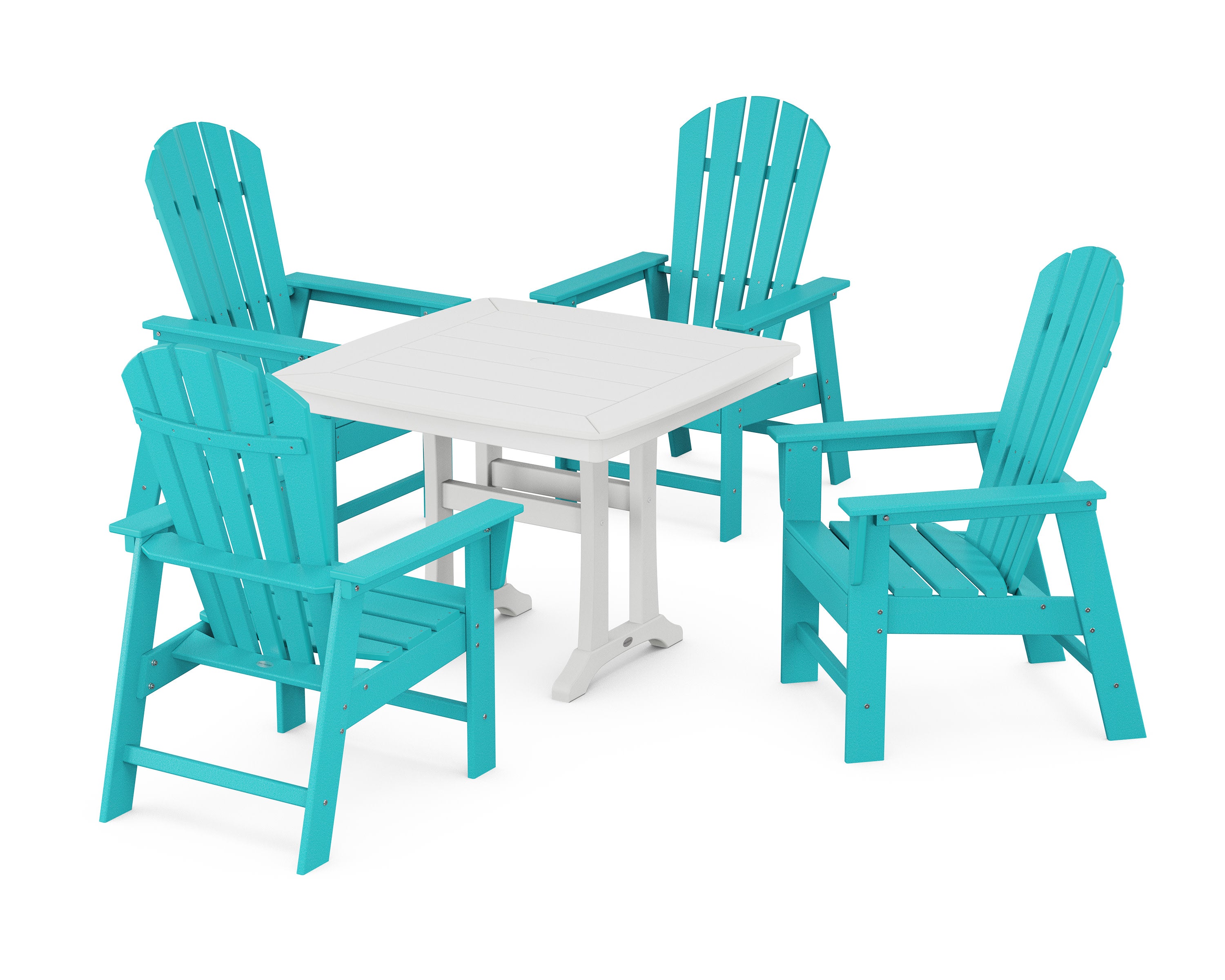 South Beach 5-Piece Dining Set with Trestle Legs in Aruba / White