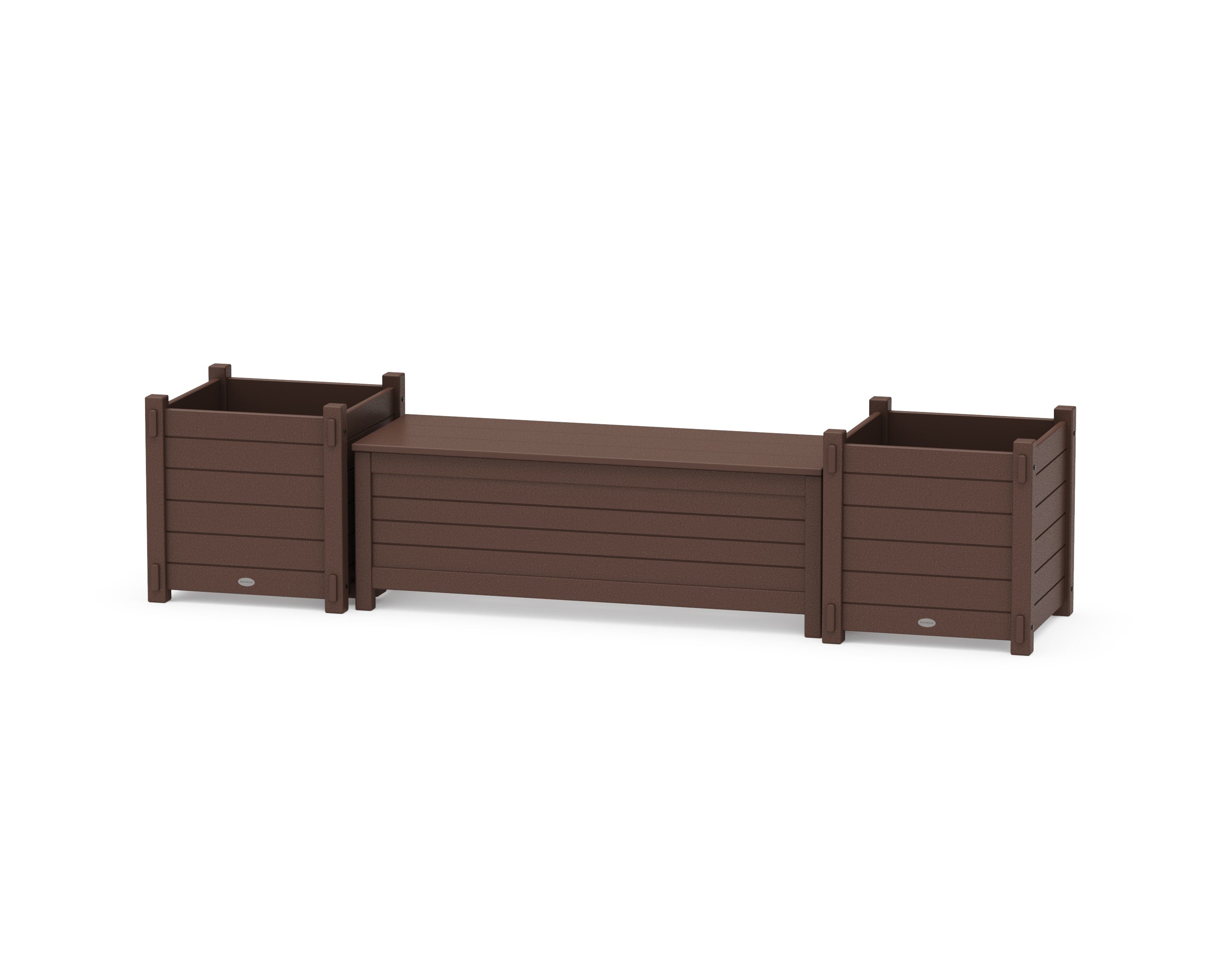 48" Nautical Straight Planter Storage Bench Set- Large in Mahogany