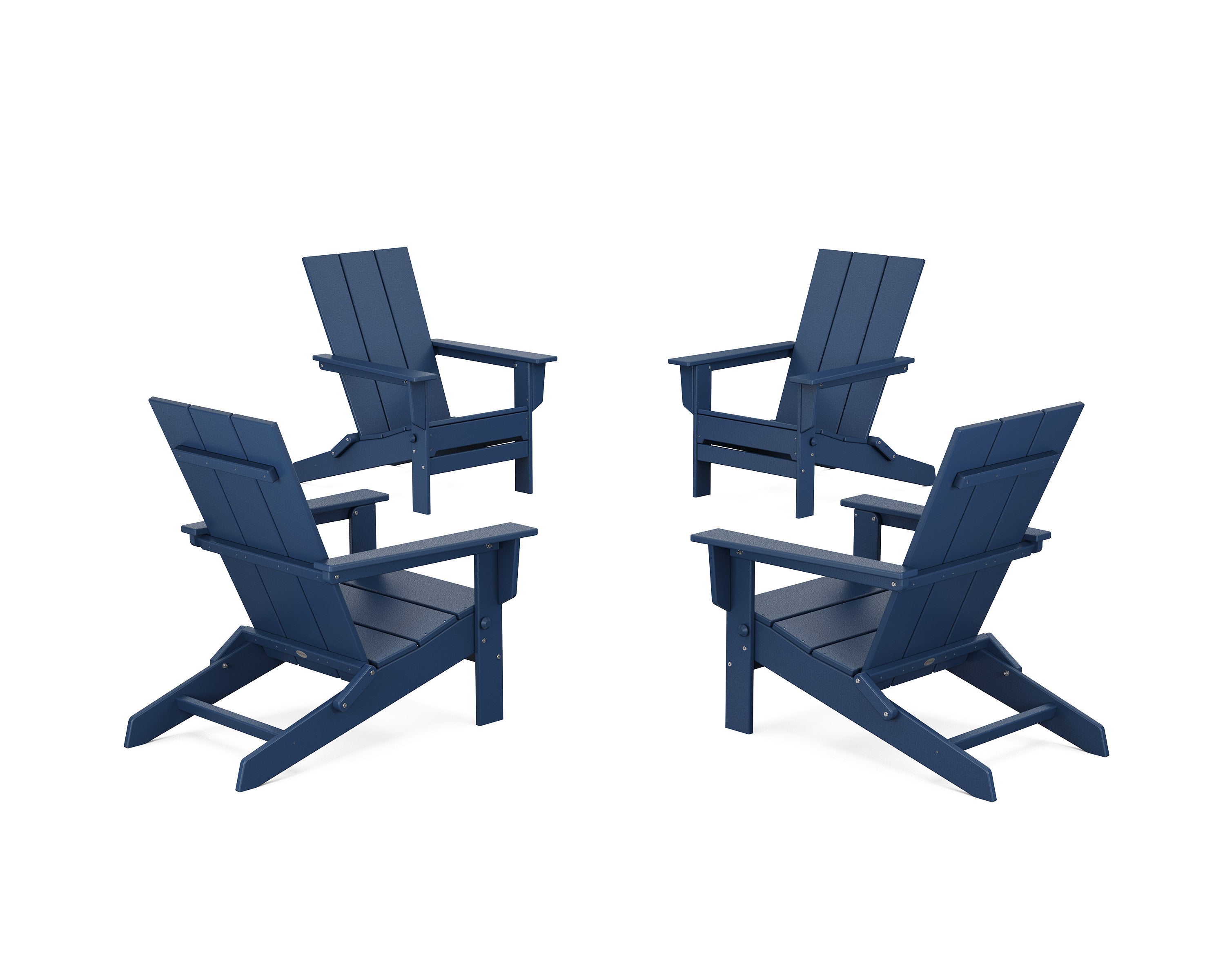 4-Piece Modern Studio Folding Adirondack Chair Conversation Set in Navy