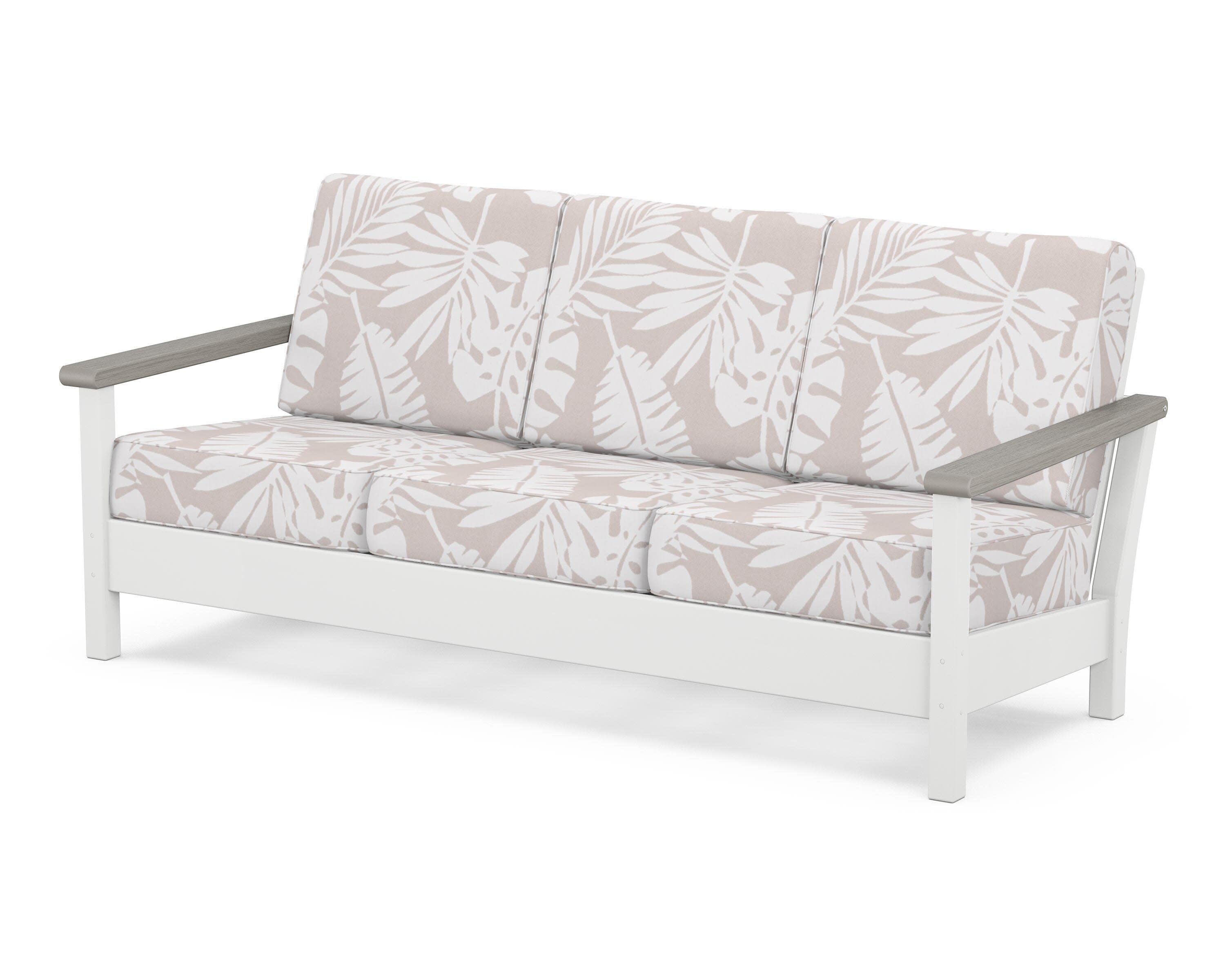 Harbour Deep Seating Sofa in White / Driftwood / Leaf Dune Burlap