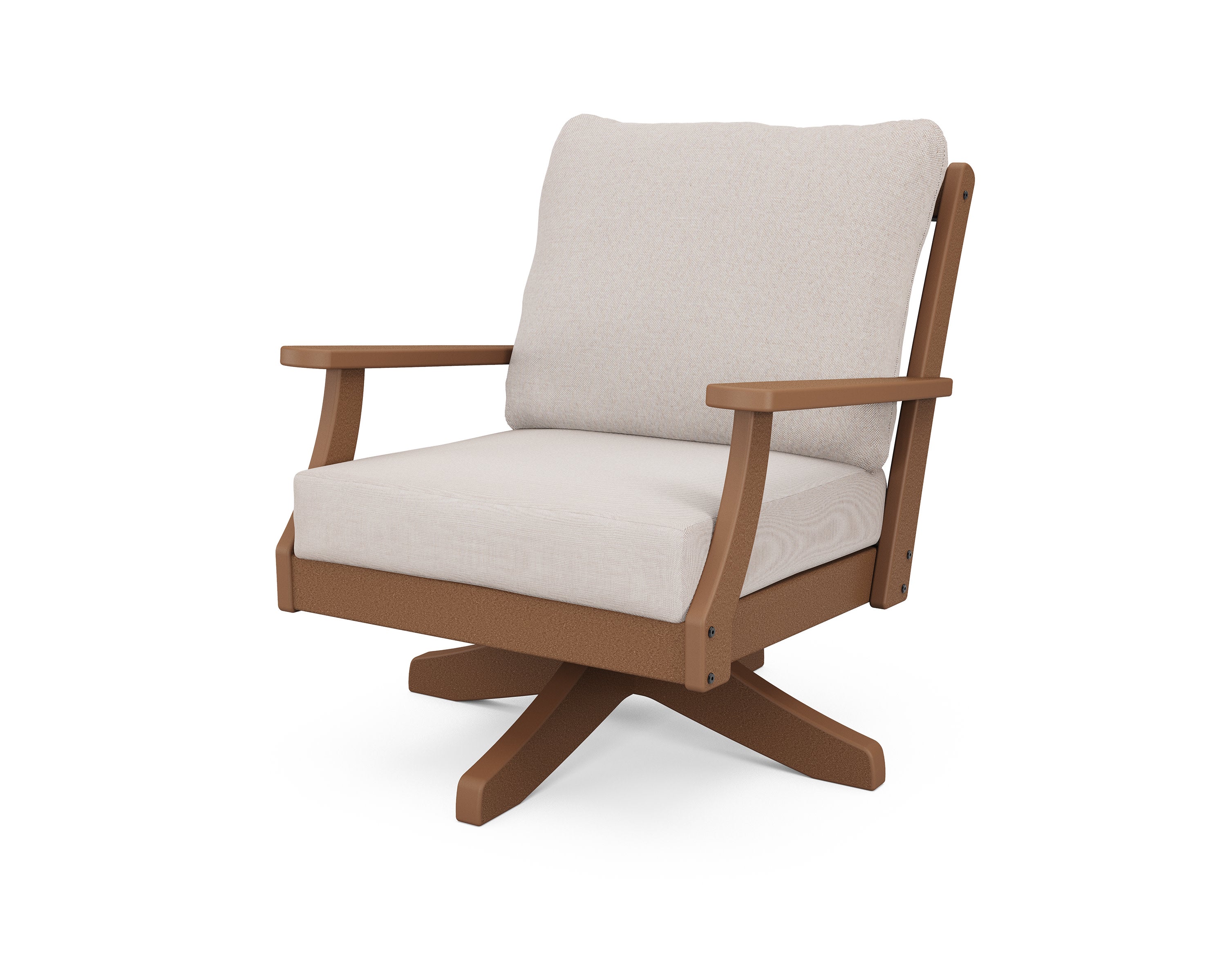 Braxton Deep Seating Swivel Chair in Teak / Dune Burlap