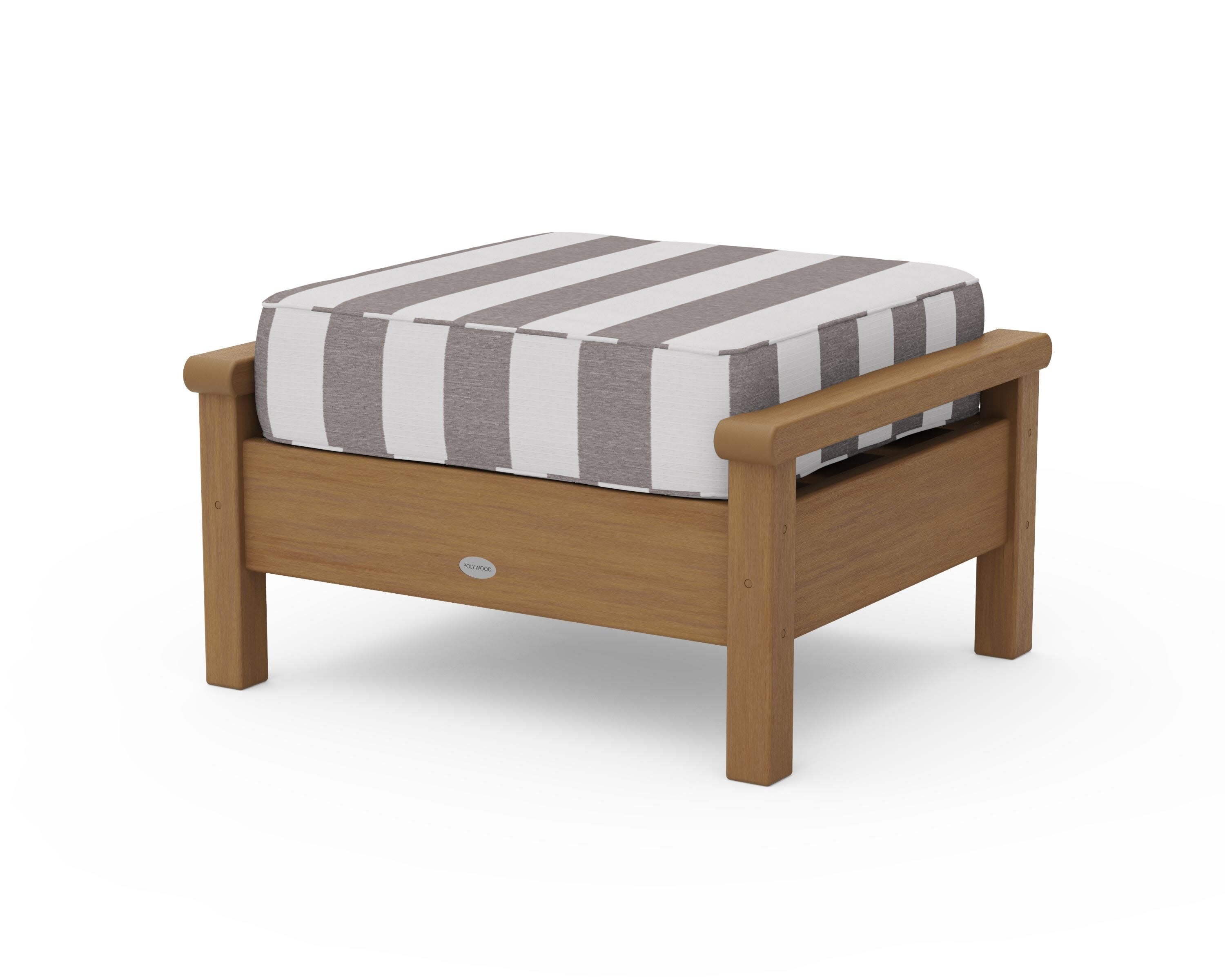 Harbour Deep Seating Ottoman in Natural / Cabana Stripe Grey Mist