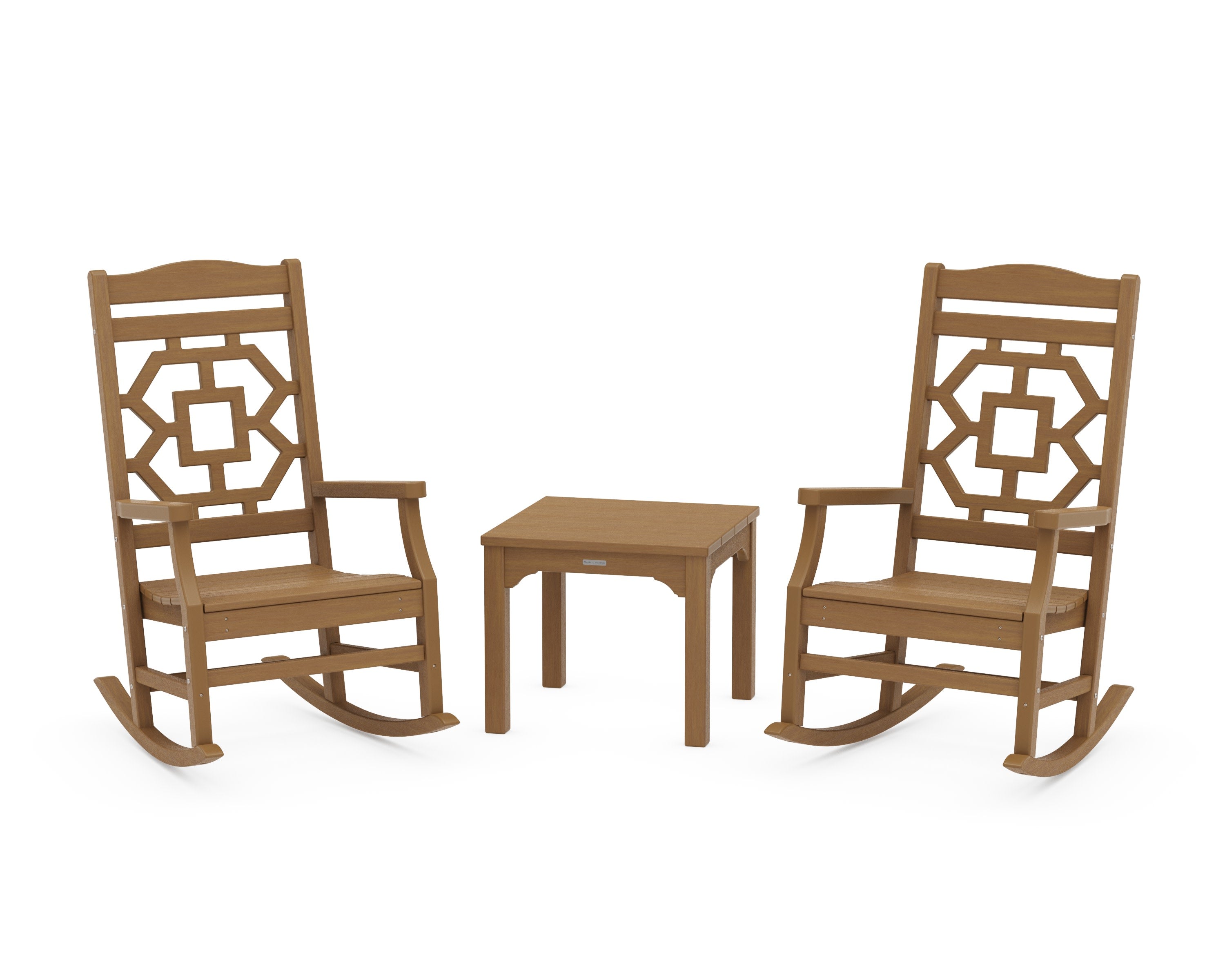 Chinoiserie 3-Piece Rocking Chair Set in Natural