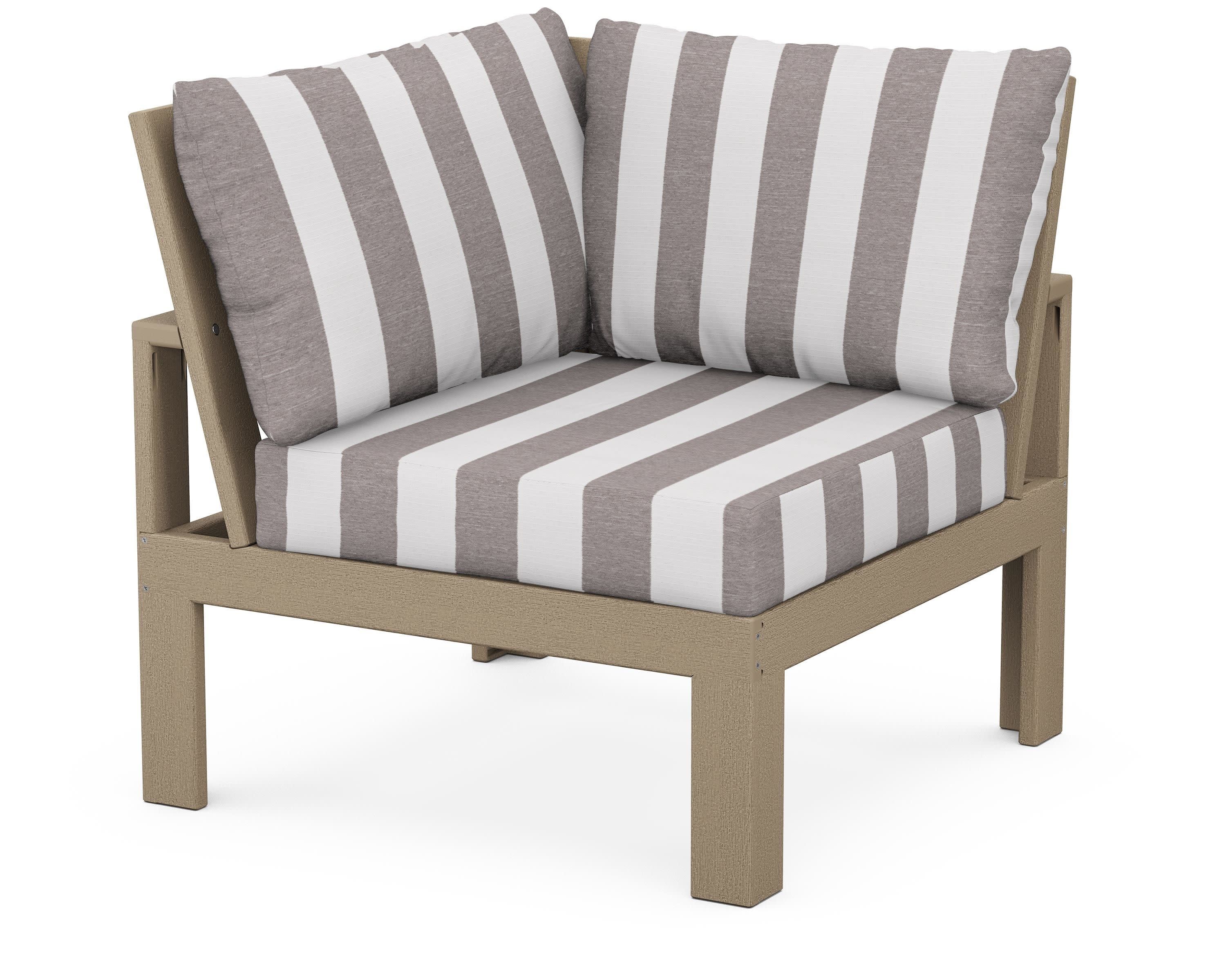 Modular Corner Chair in Vintage Sahara / Cabana Stripe Grey Mist