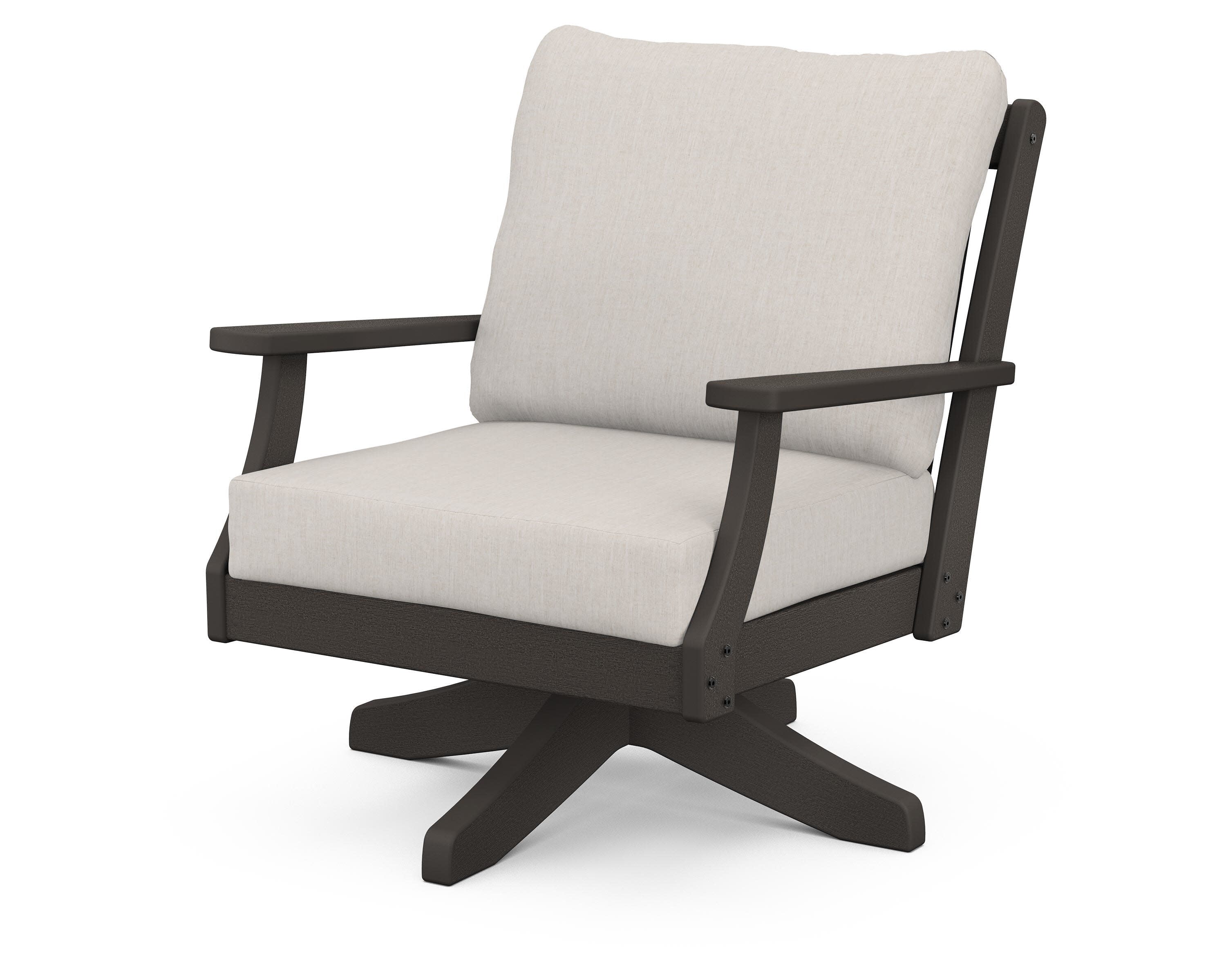 Braxton Deep Seating Swivel Chair in Vintage Coffee / Cast Ash