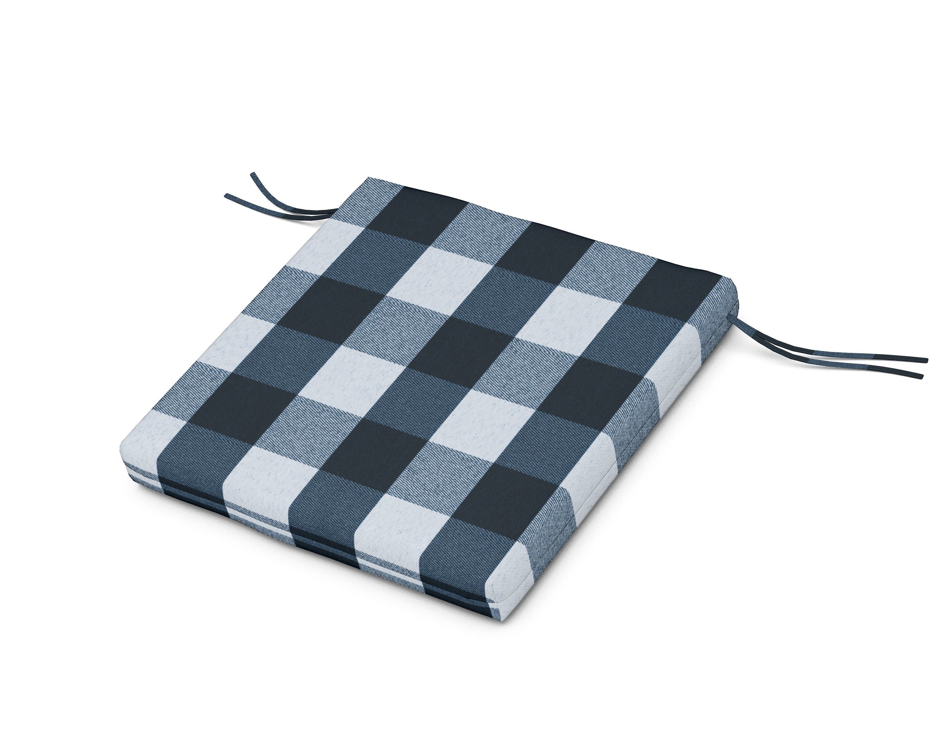 Seat Cushion 21.5"D x 21"W x 2.5"H in Buffalo Plaid Marine Indigo