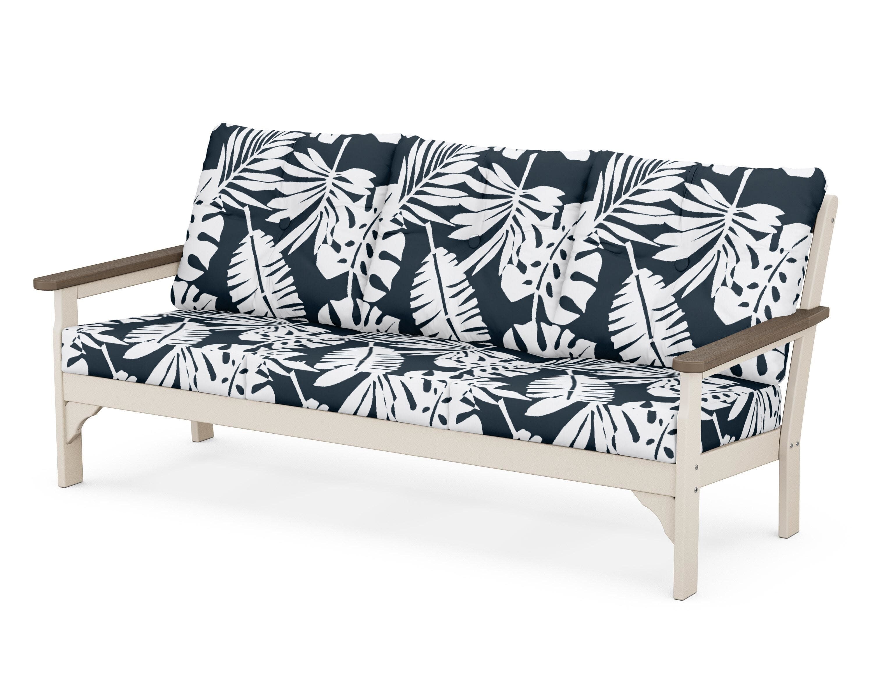 Vineyard Deep Seating Sofa in Sand / Kona / Leaf Marine Indigo