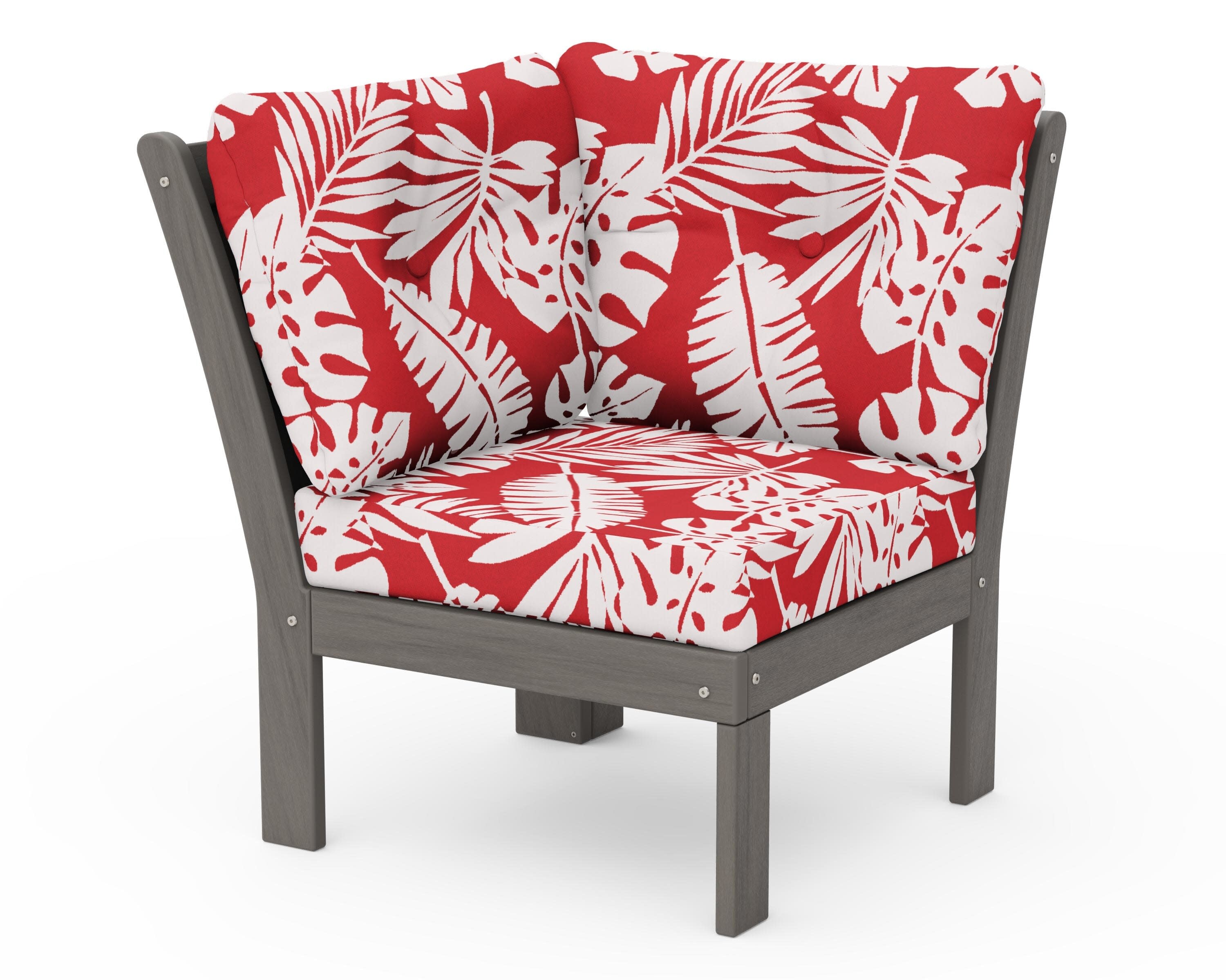 Vineyard Modular Corner Chair in Driftwood / Leaf Crimson