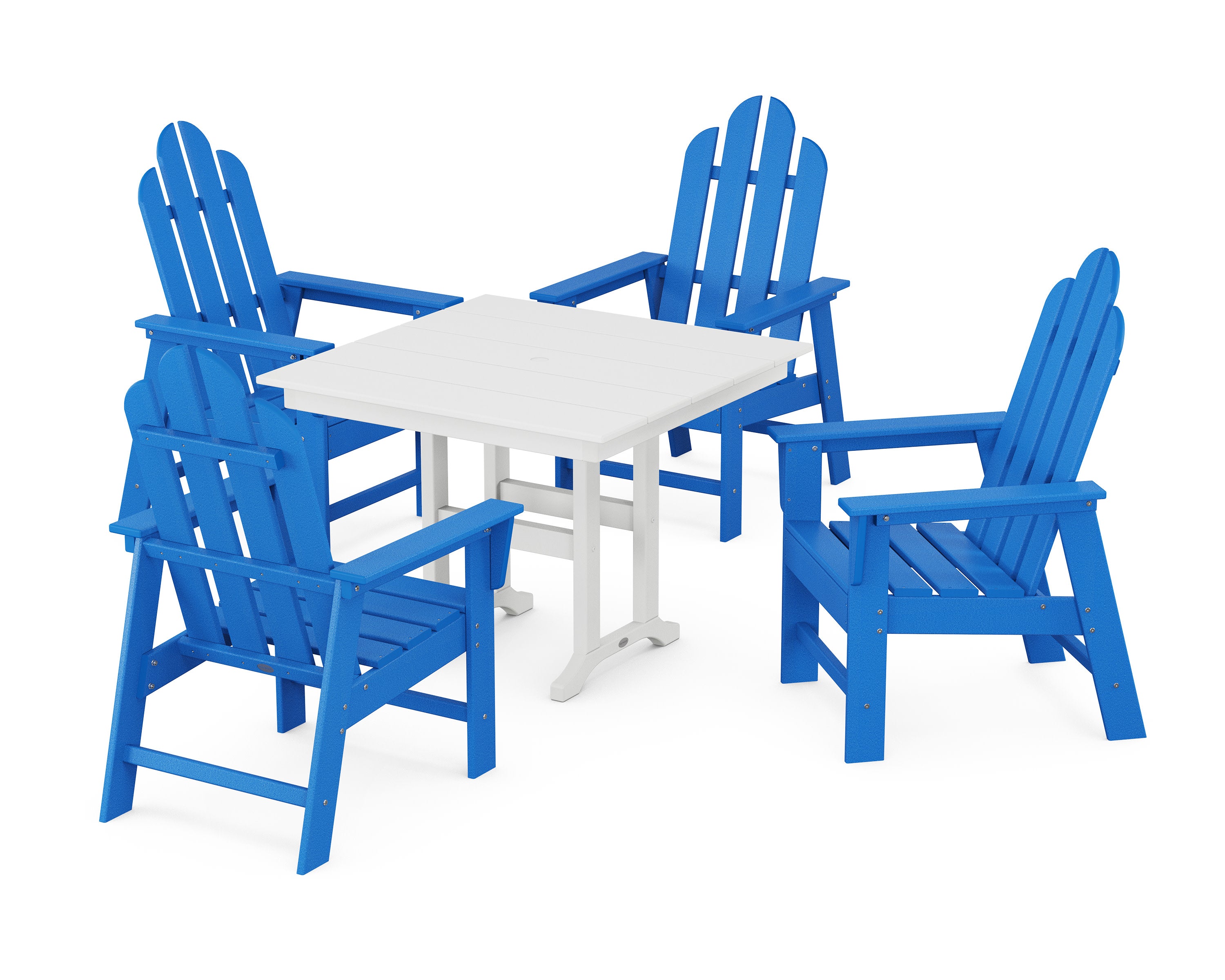 Long Island 5-Piece Farmhouse Dining Set in Pacific Blue / White