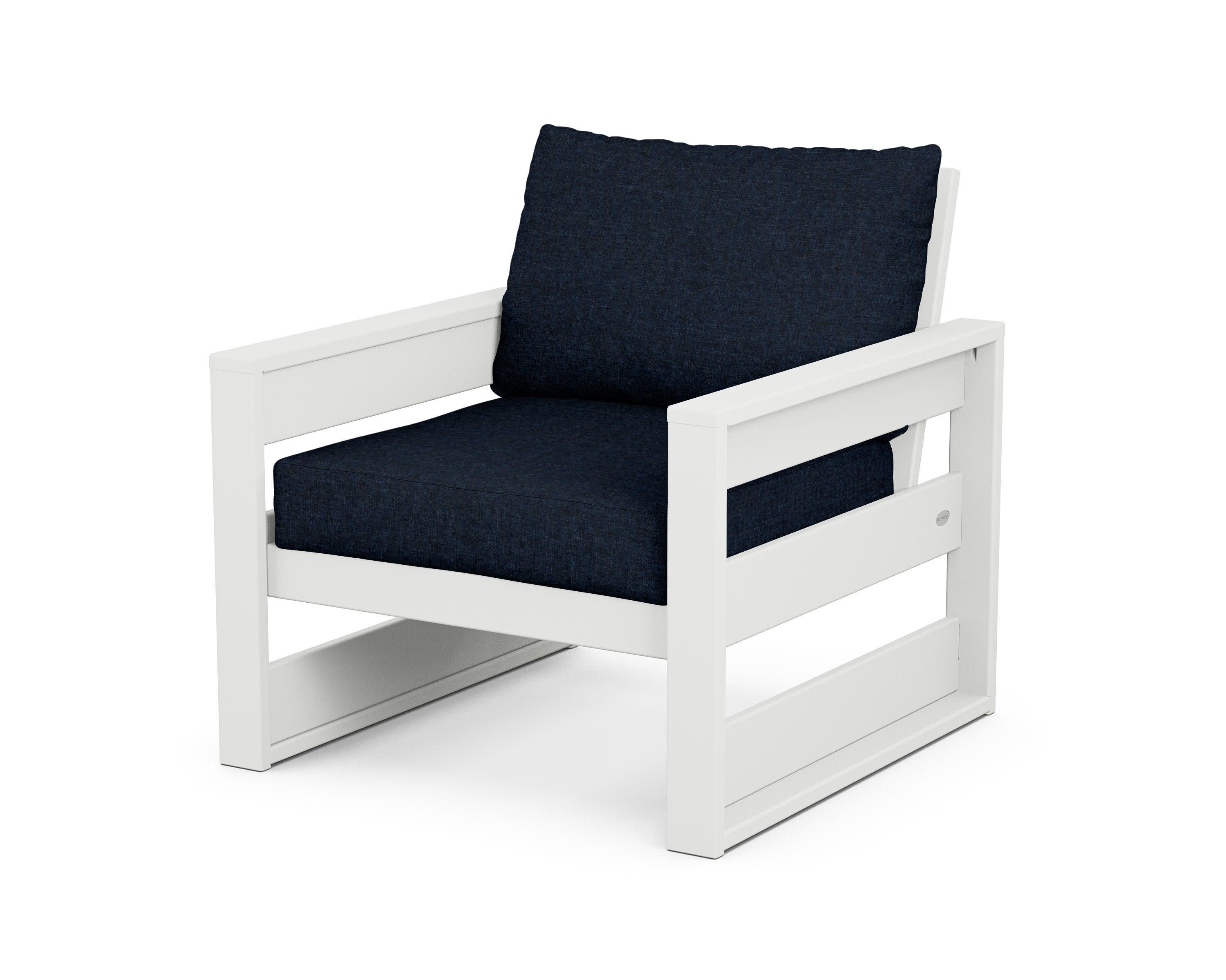 Westport Club Chair in White / Marine Indigo