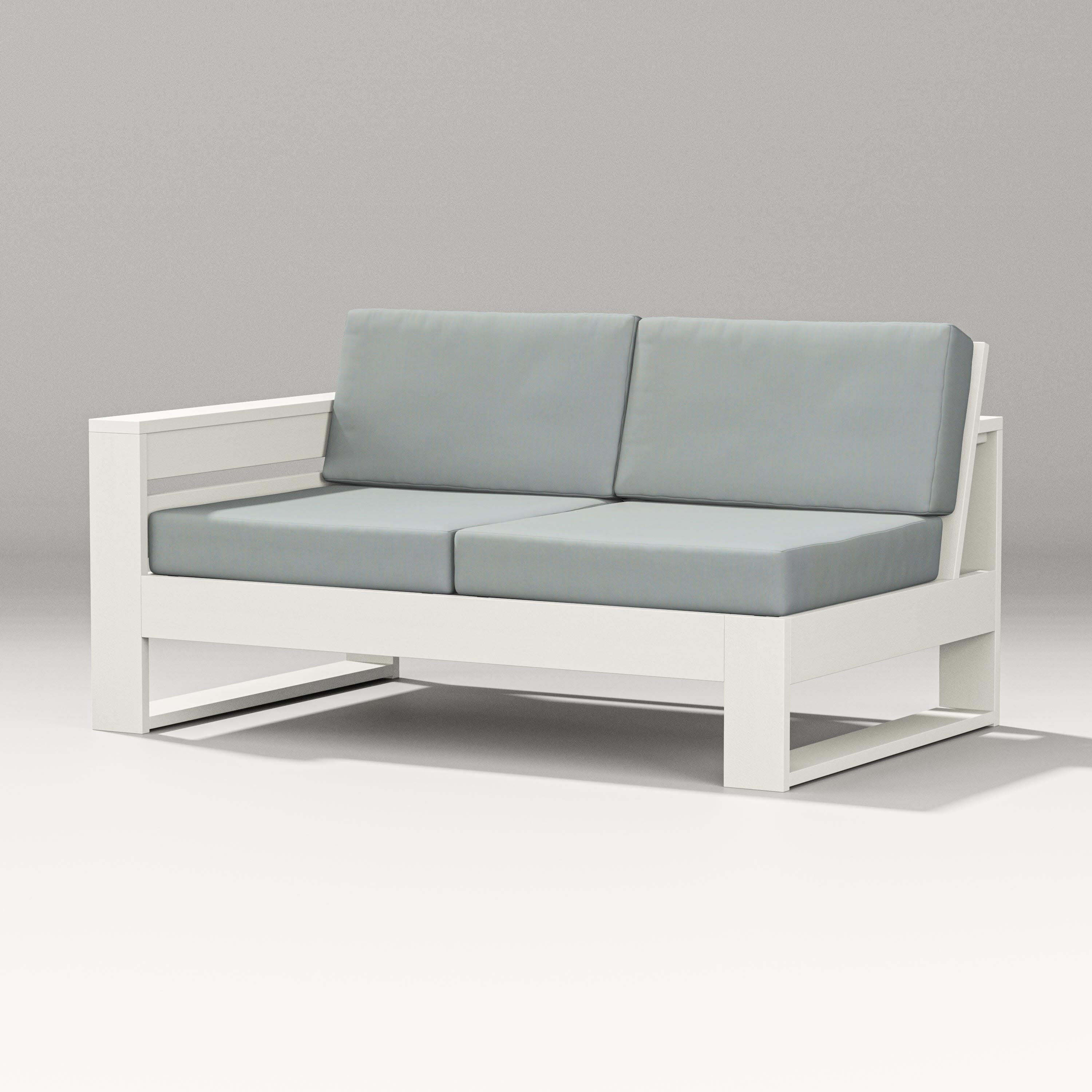 Latitude Modular Left Arm Loveseat in Vintage White / Spa
