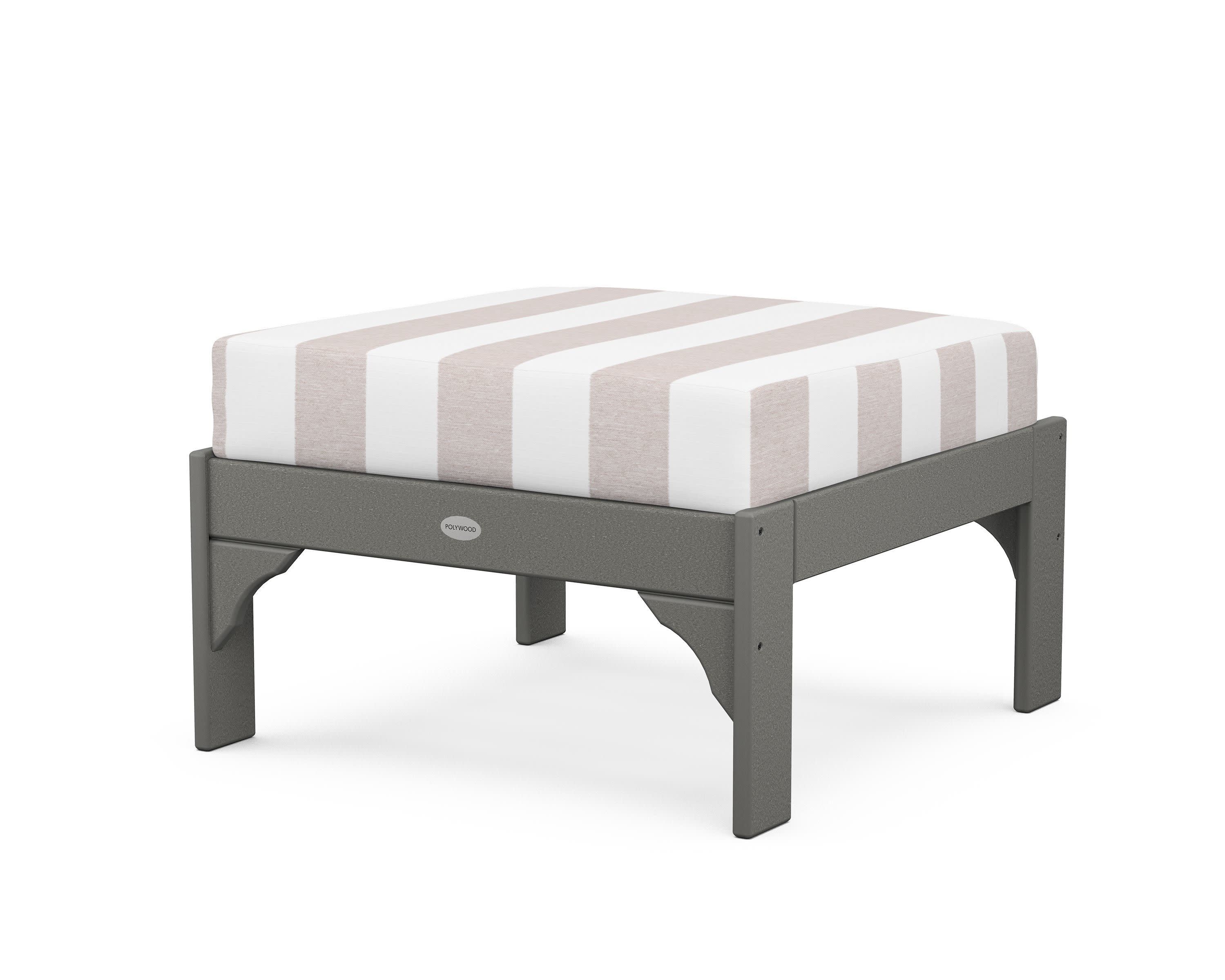 Vineyard Deep Seating Ottoman in Slate Grey / Cabana Stripe Dune Burlap
