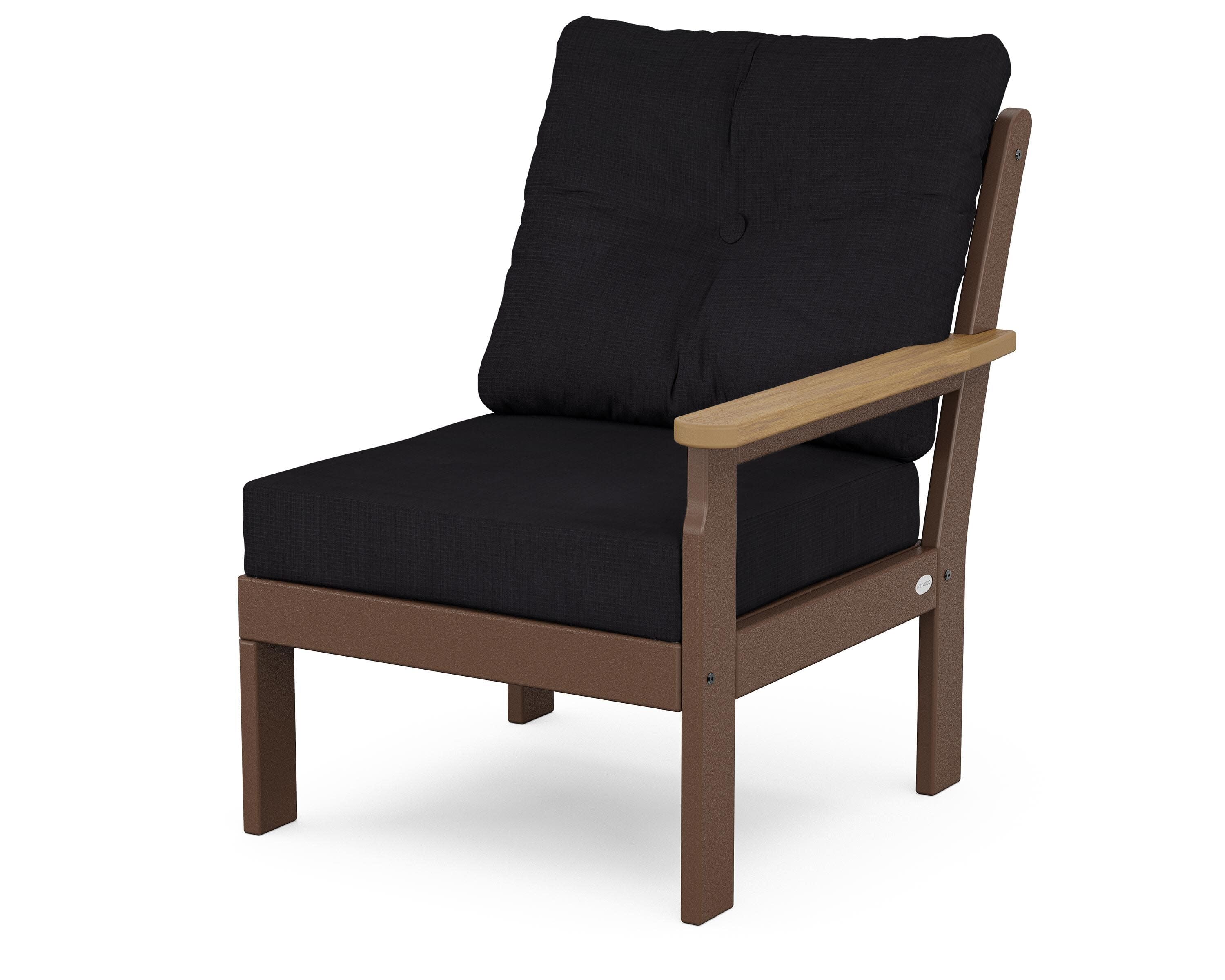 Vineyard Modular Right Arm Chair in Mahogany / Natural / Midnight Linen