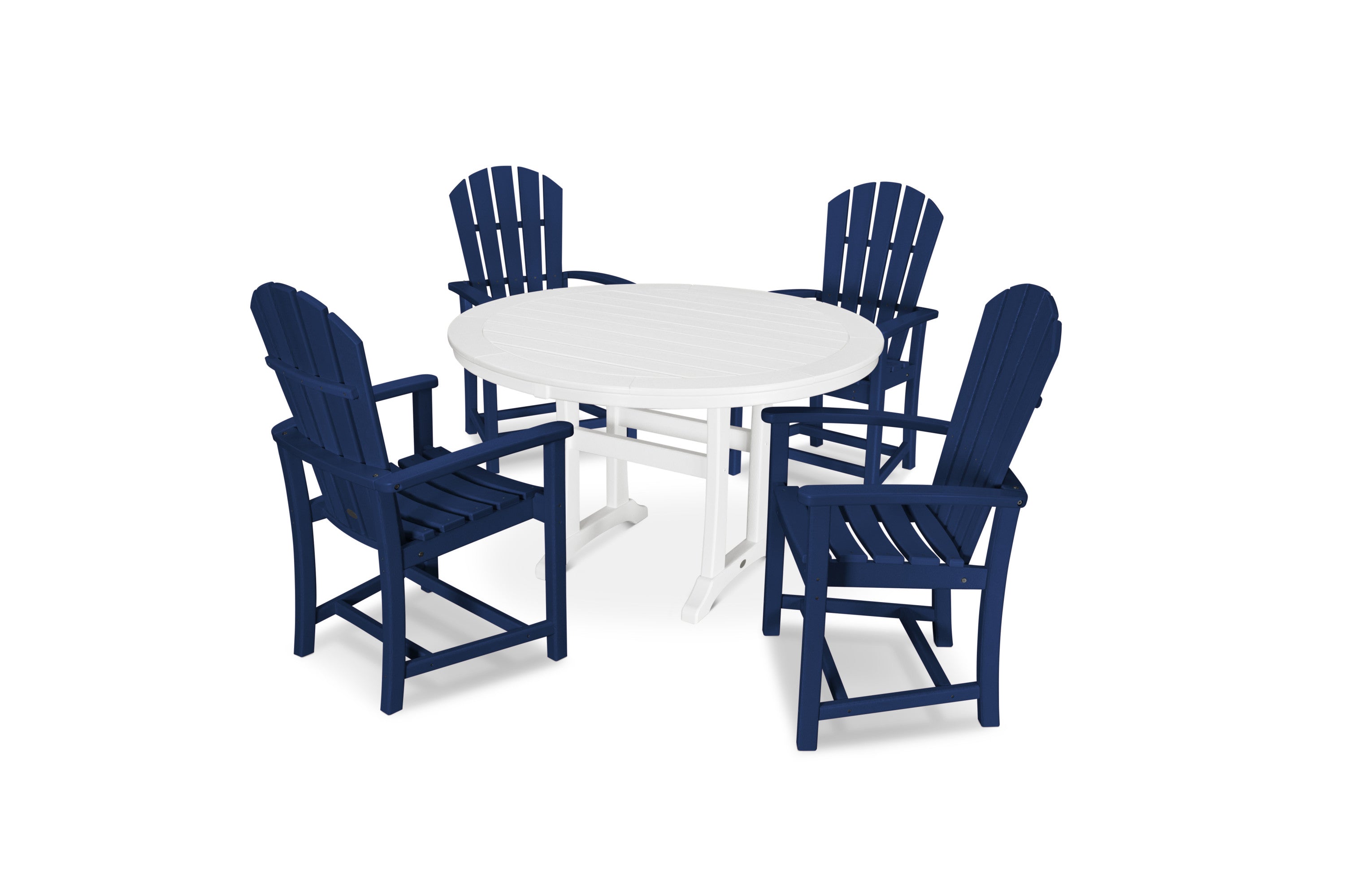 Palm Coast 5-Piece Round Dining Set in Navy / White