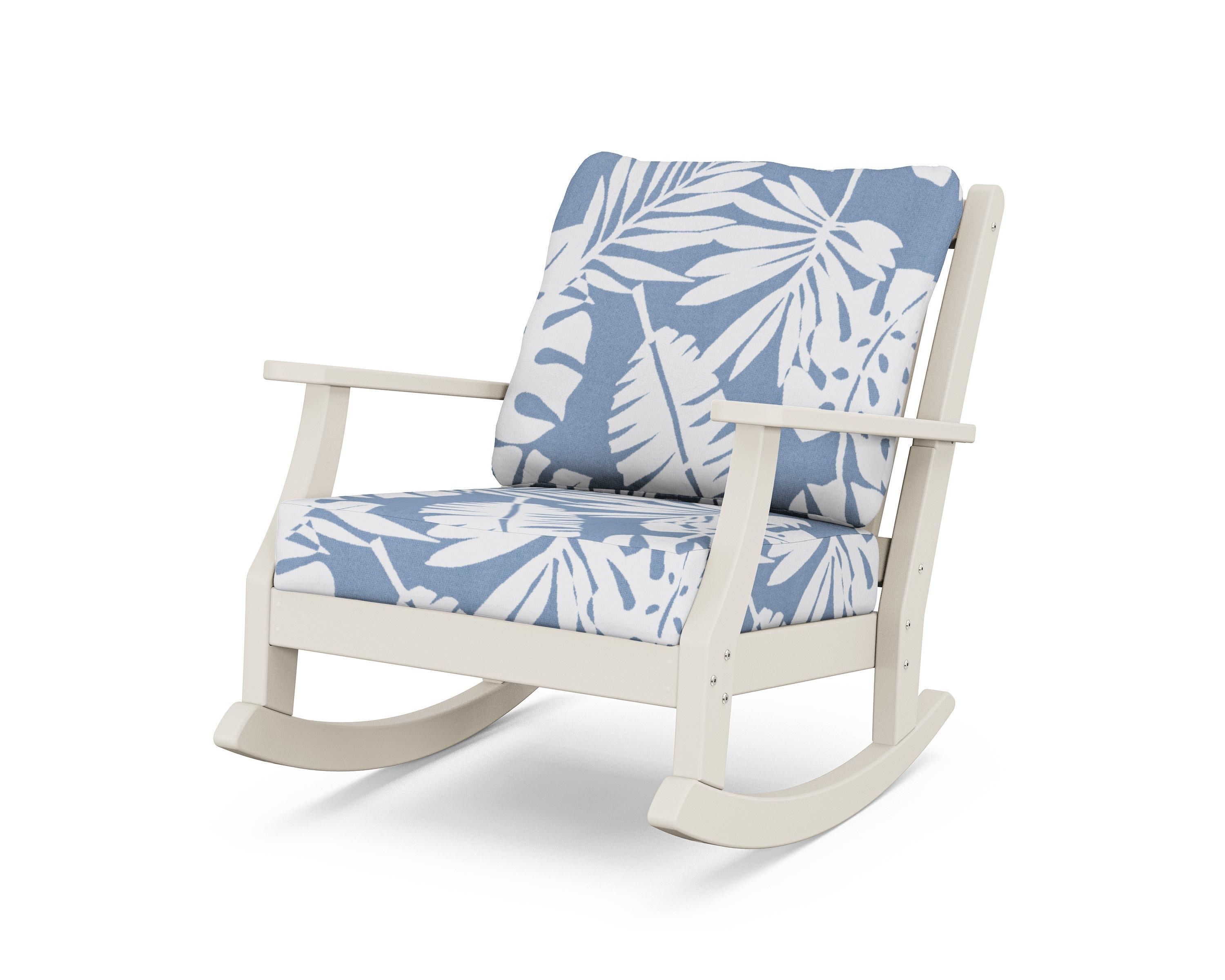 Wovendale Deep Seating Rocking Chair in Sand / Leaf Sky Blue