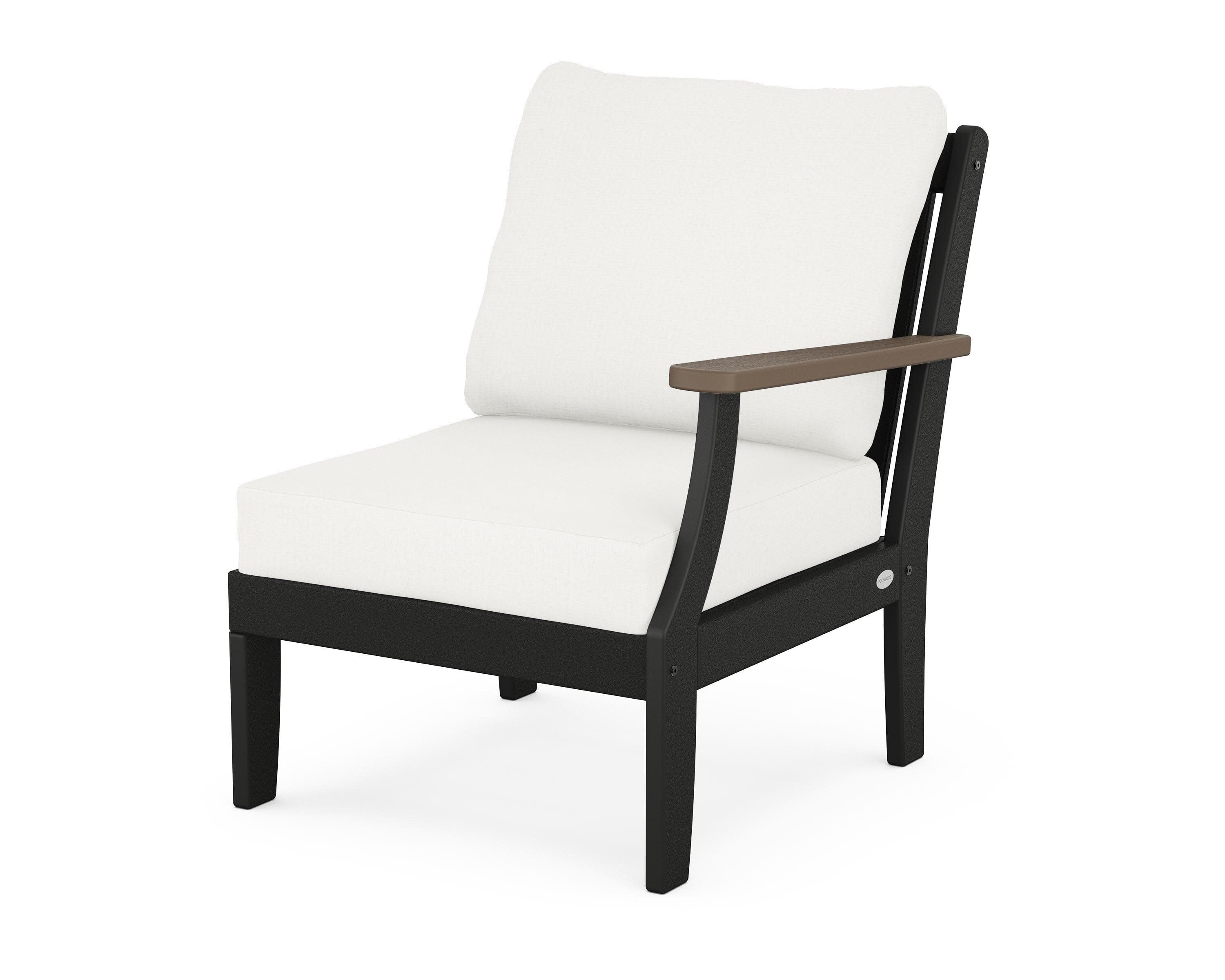 Braxton Modular Right Arm Chair in Black / Kona / Natural Linen