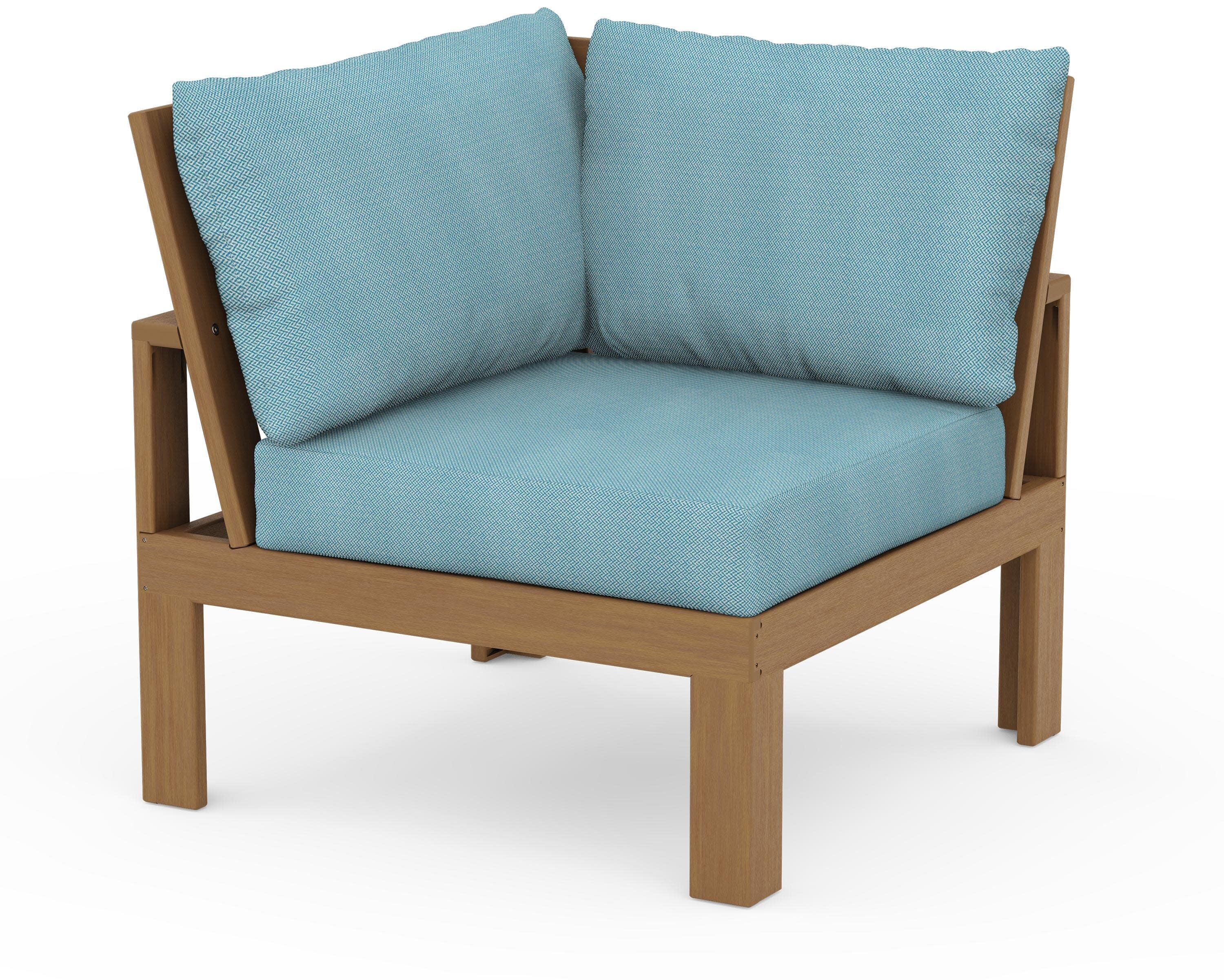 Modular Corner Chair in Natural / Lattice Sky Blue
