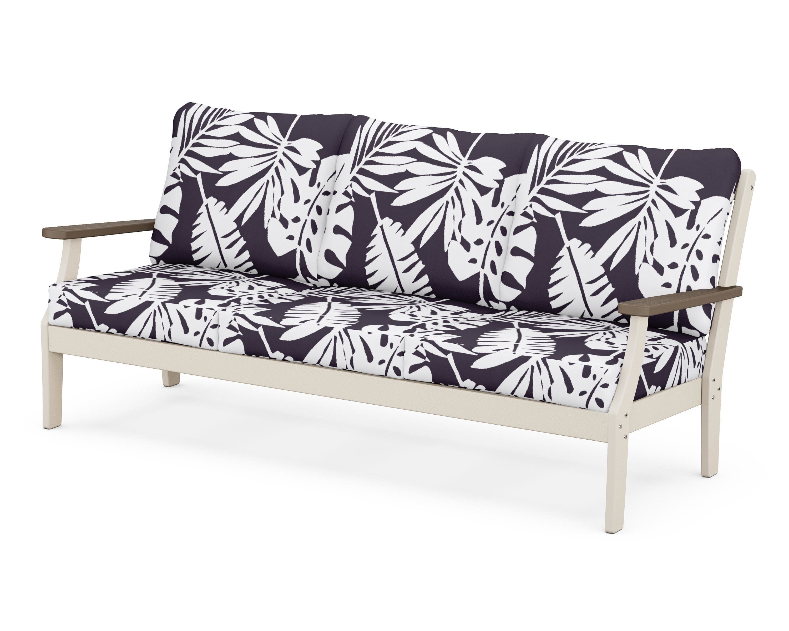Braxton Deep Seating Sofa in Sand / Kona / Leaf Navy
