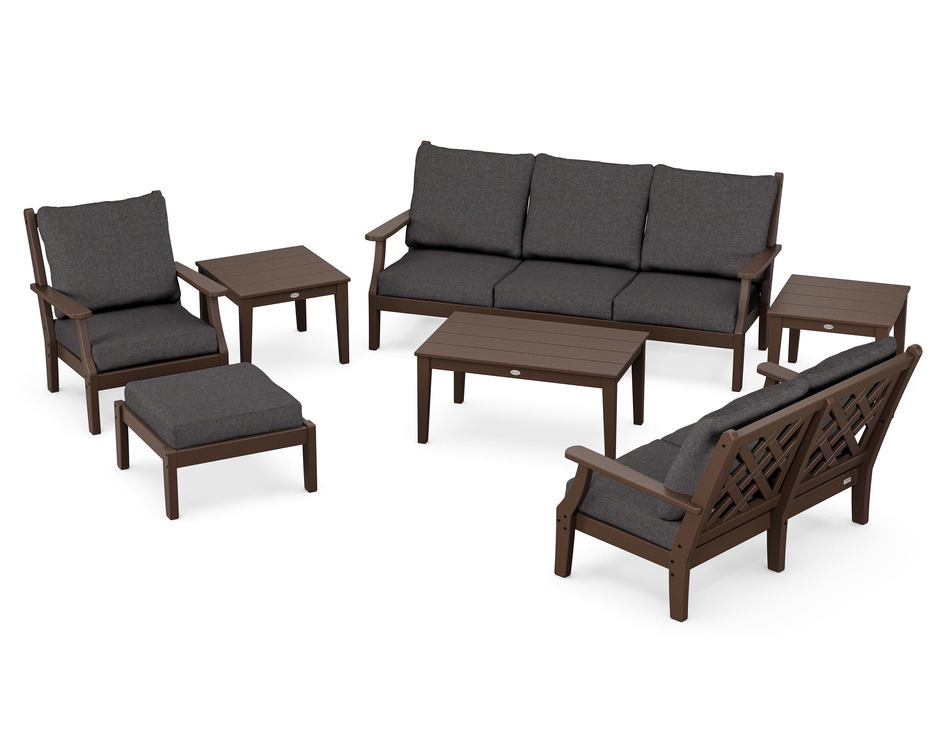 Wovendale 7-Piece Deep Seating Set in Mahogany / Ash Charcoal