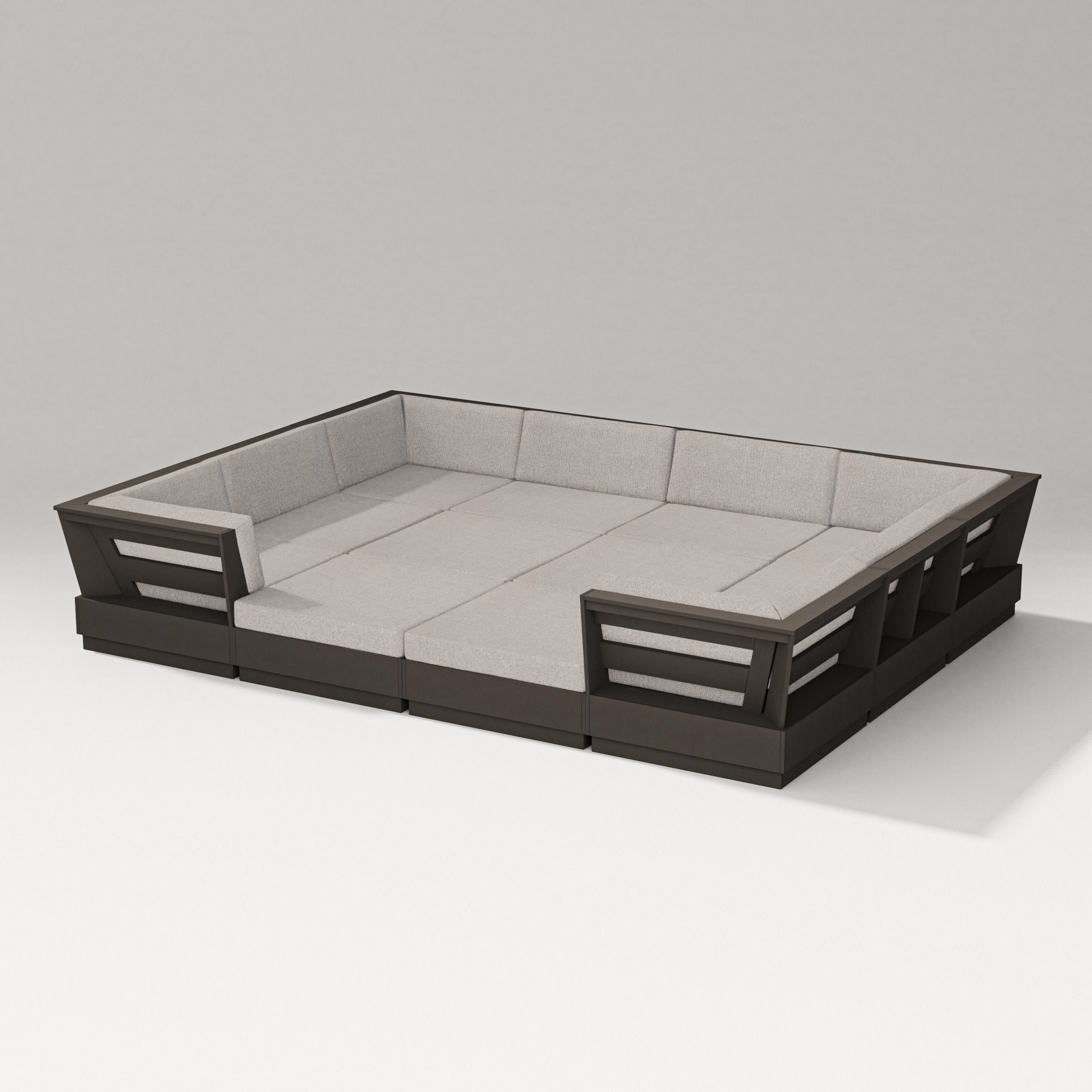 Elevate 12-Piece Pit Sectional in Vintage Coffee / Weathered Tweed