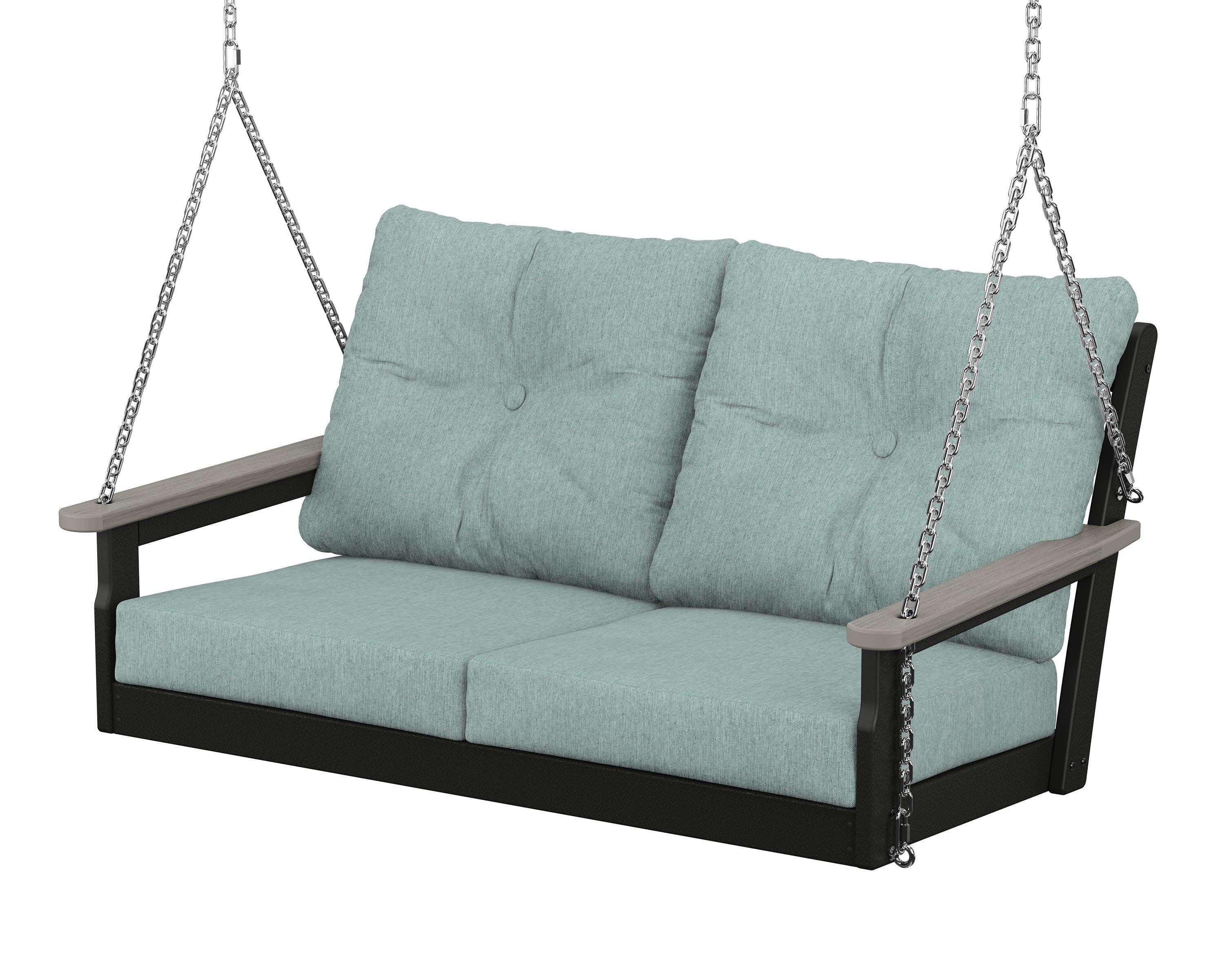 Vineyard Deep Seating Swing in Black / Driftwood / Glacier Spa