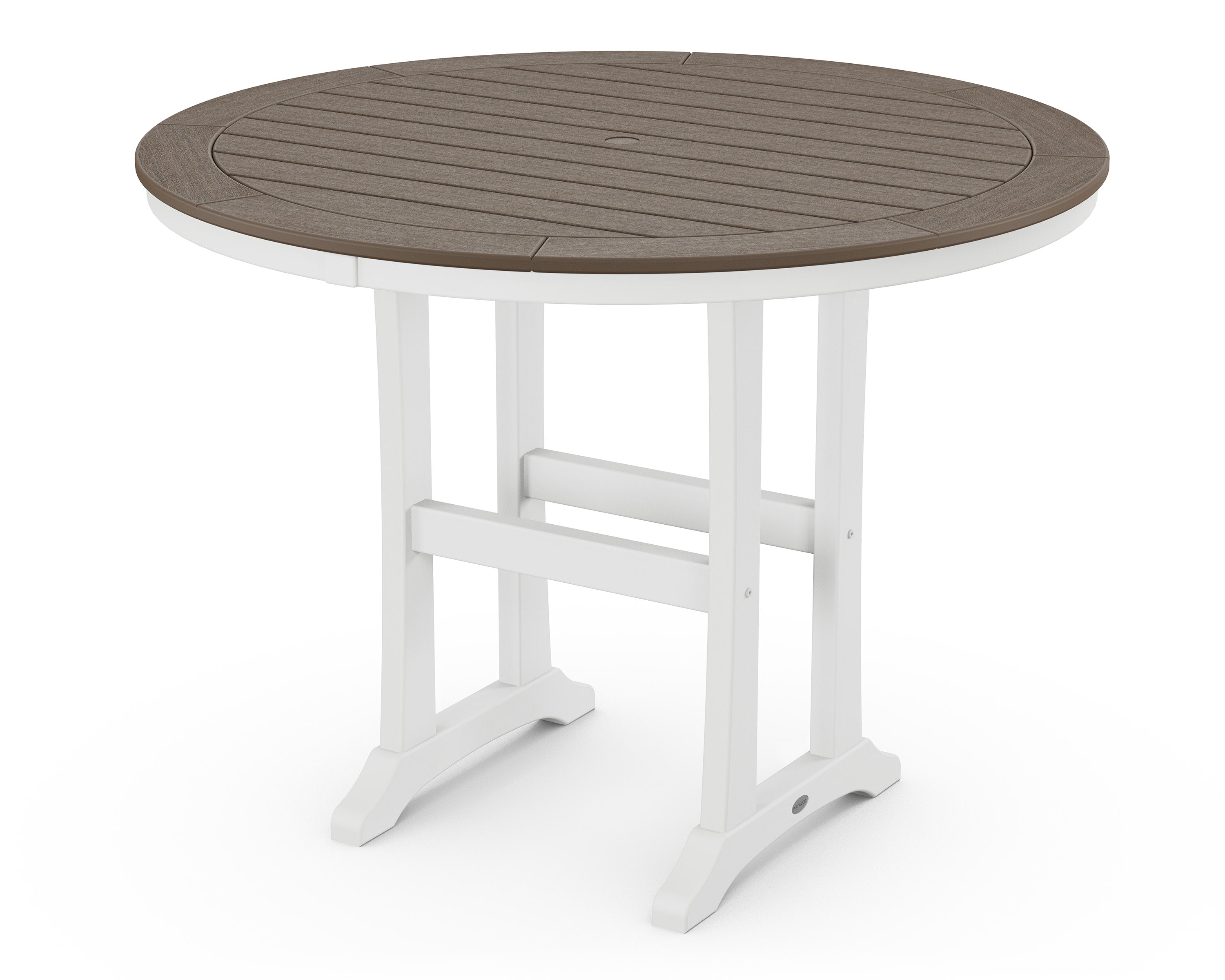Nautical Trestle 48" Round Counter Table in White / Kona