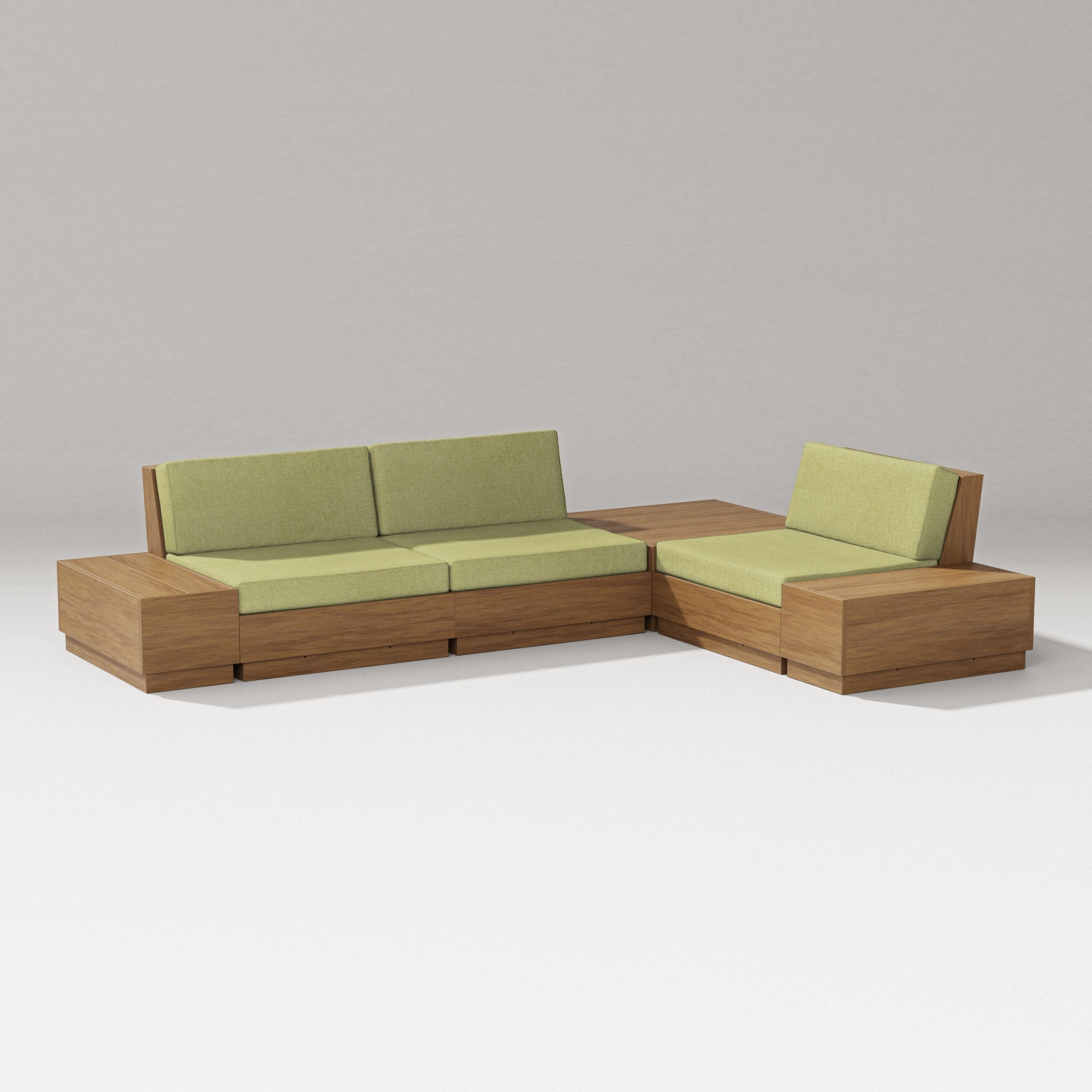 Elevate 6-Piece Corner Sectional in Natural / Chartreuse Boucle