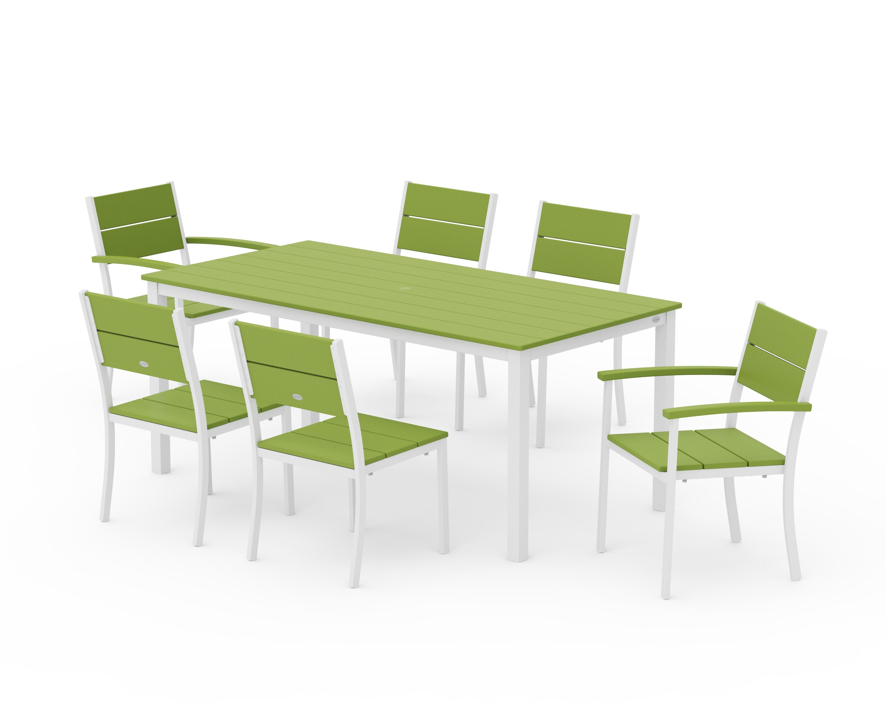 Main Street 7-Piece Dining Set in White / Lime