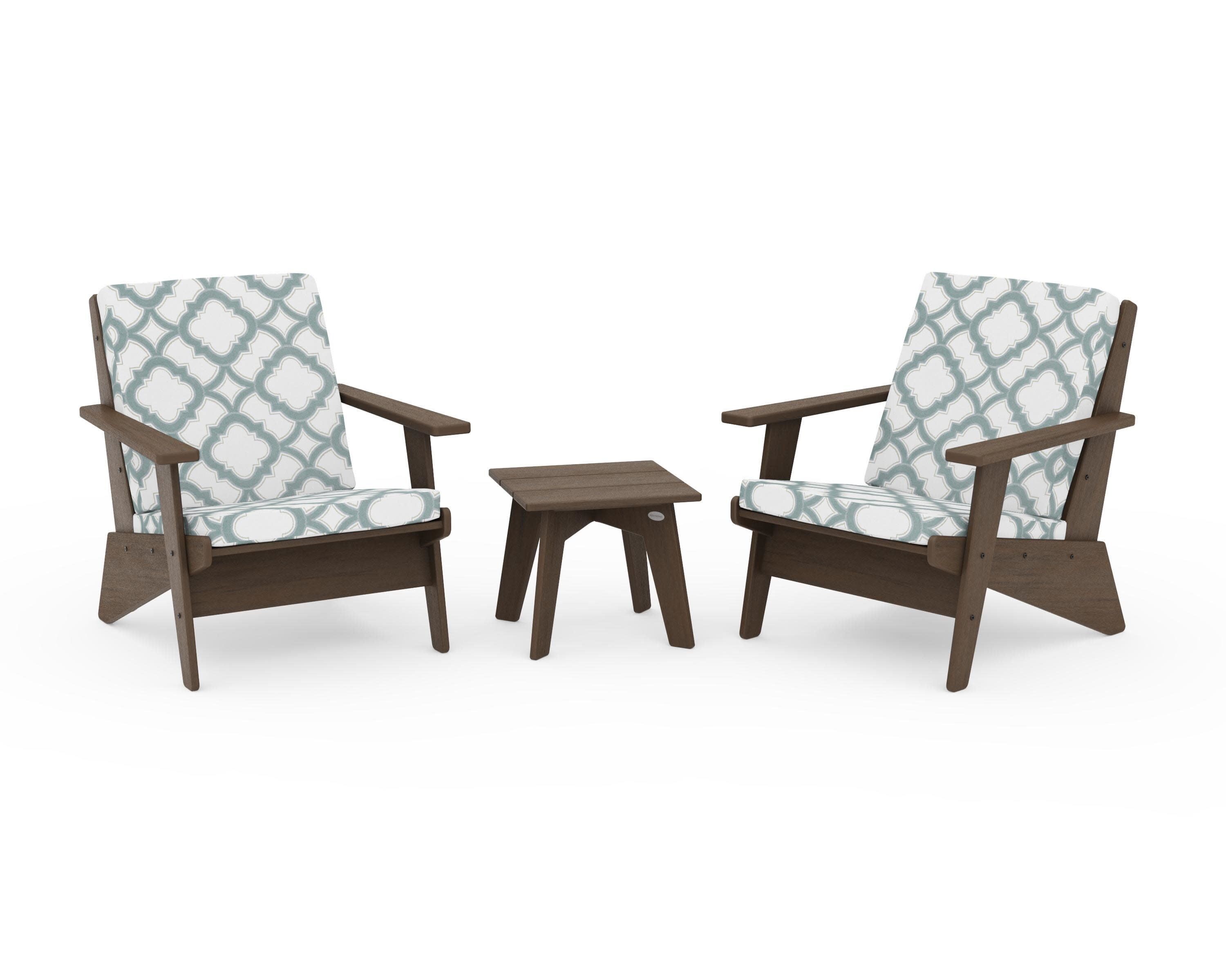 Riviera Modern Lounge 3-Piece Set in Kona / Trellis Glacier Spa