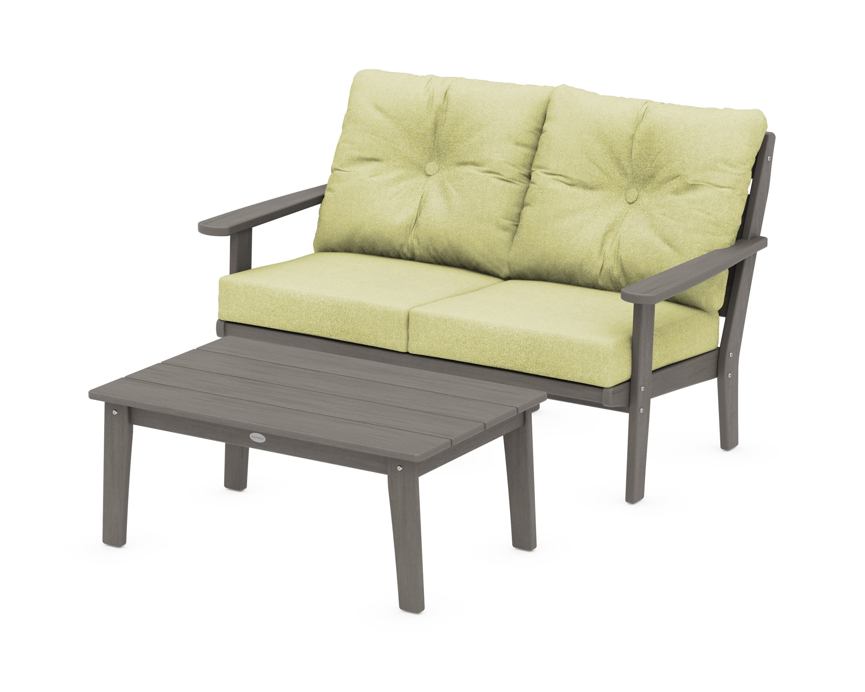 Lakeside 2-Piece Lounge Loveseat Set in Driftwood / Chartreuse Boucle