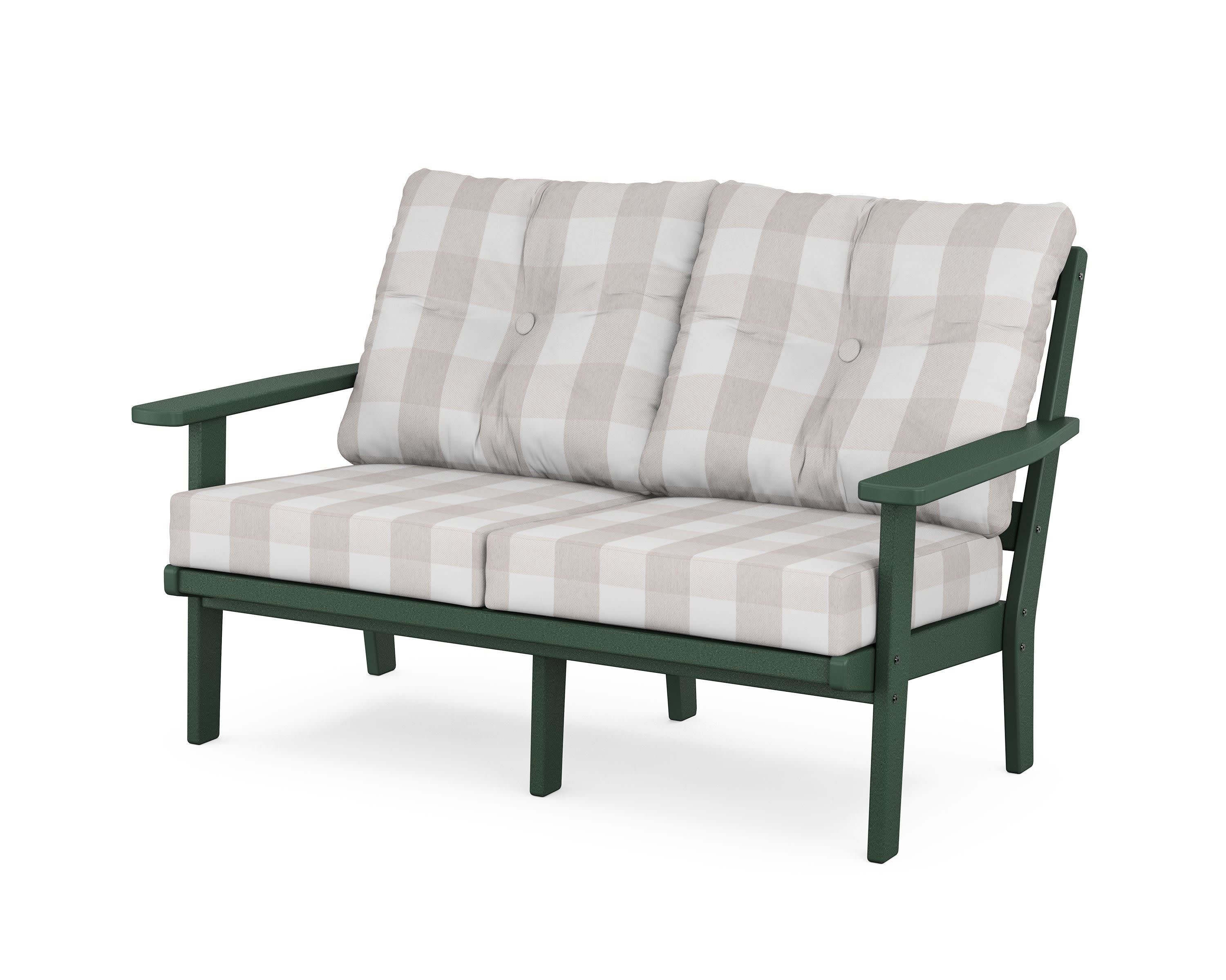 Oxford Deep SeatingLoveseat in Green / Buffalo Plaid Dune Burlap