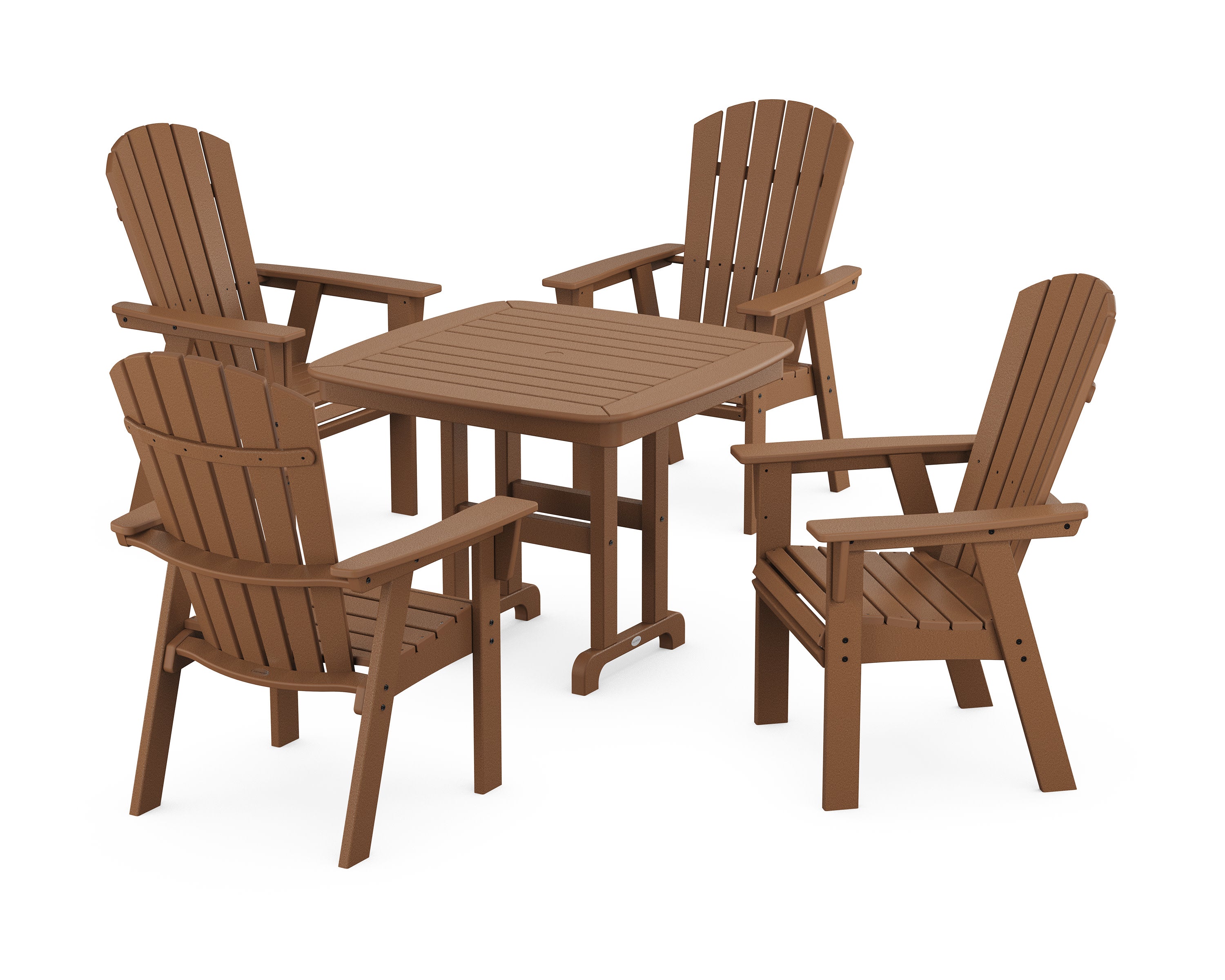 Nautical Curveback Adirondack 5-Piece Dining Set in Teak