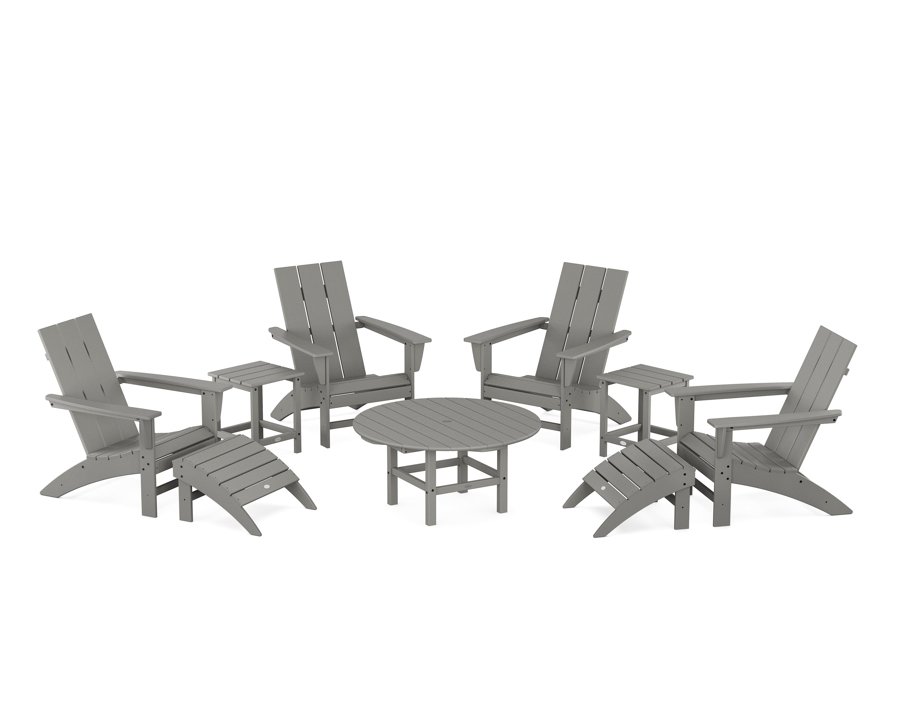 Modern Adirondack Chair 9-Piece Conversation Set in Slate Grey