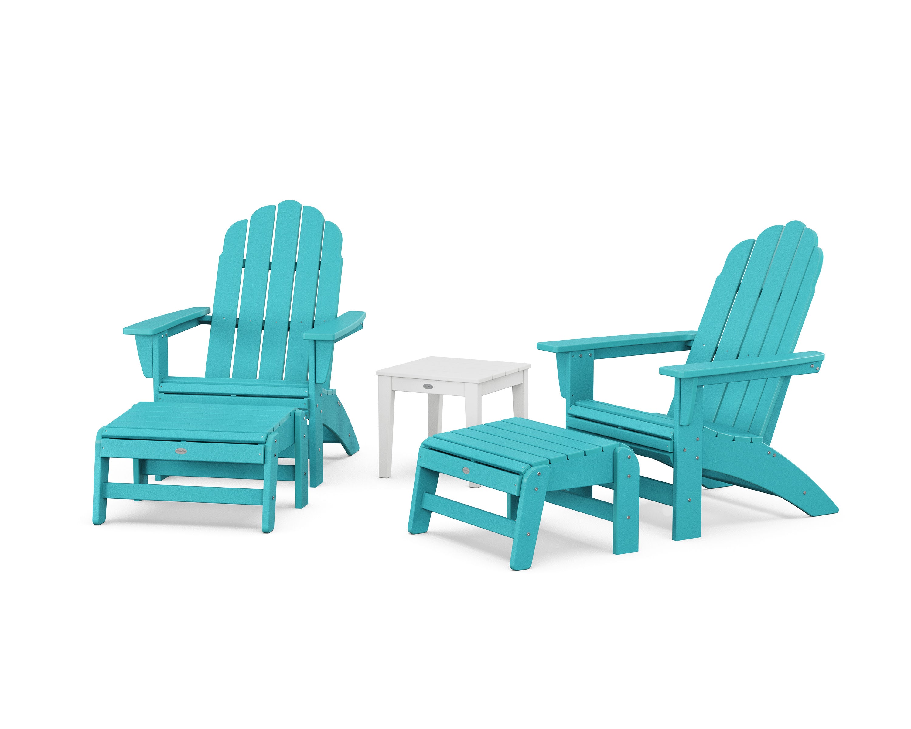 5-Piece Vineyard Grand Adirondack Set in Aruba / White