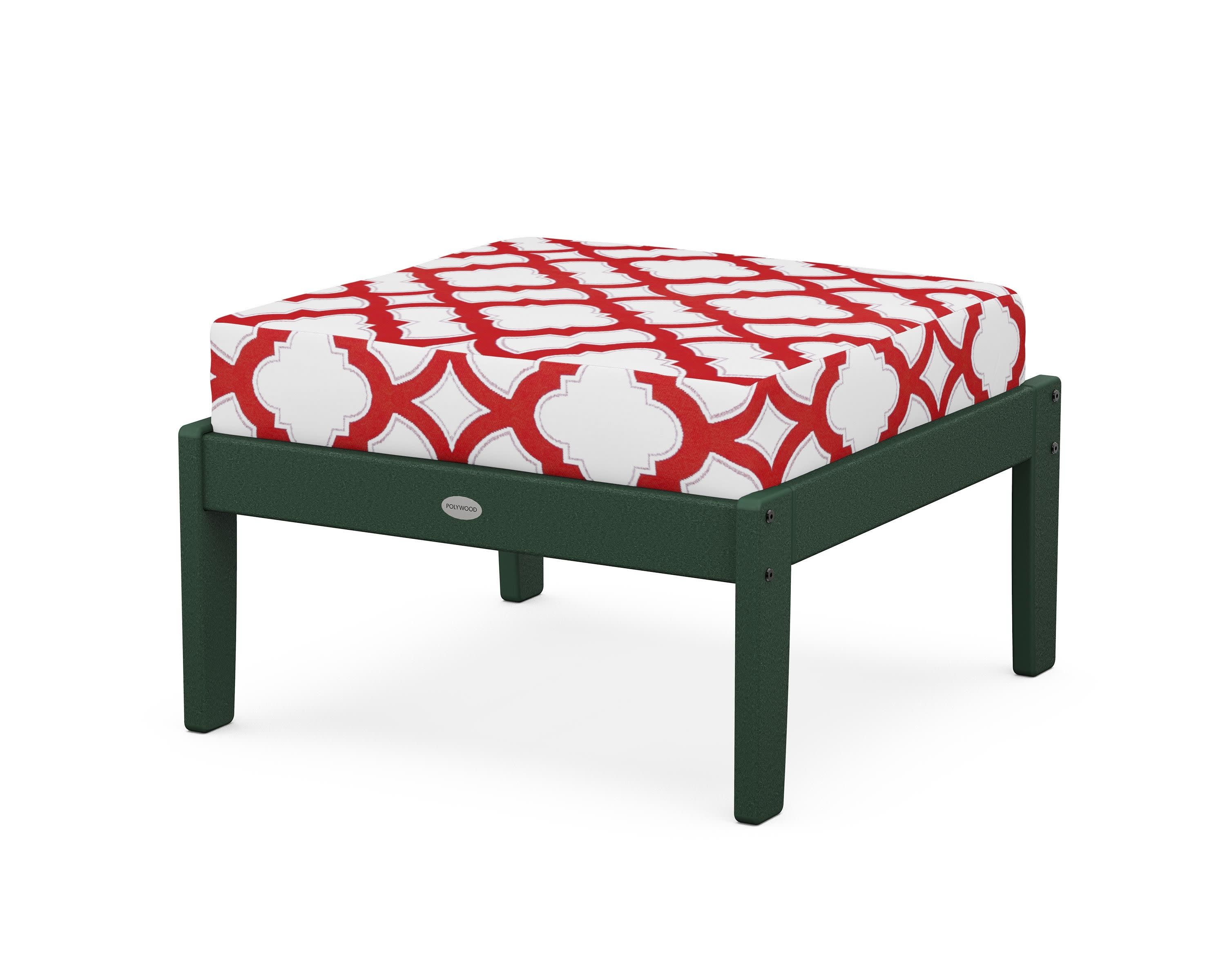 Braxton Deep Seating Ottoman in Green / Trellis Crimson