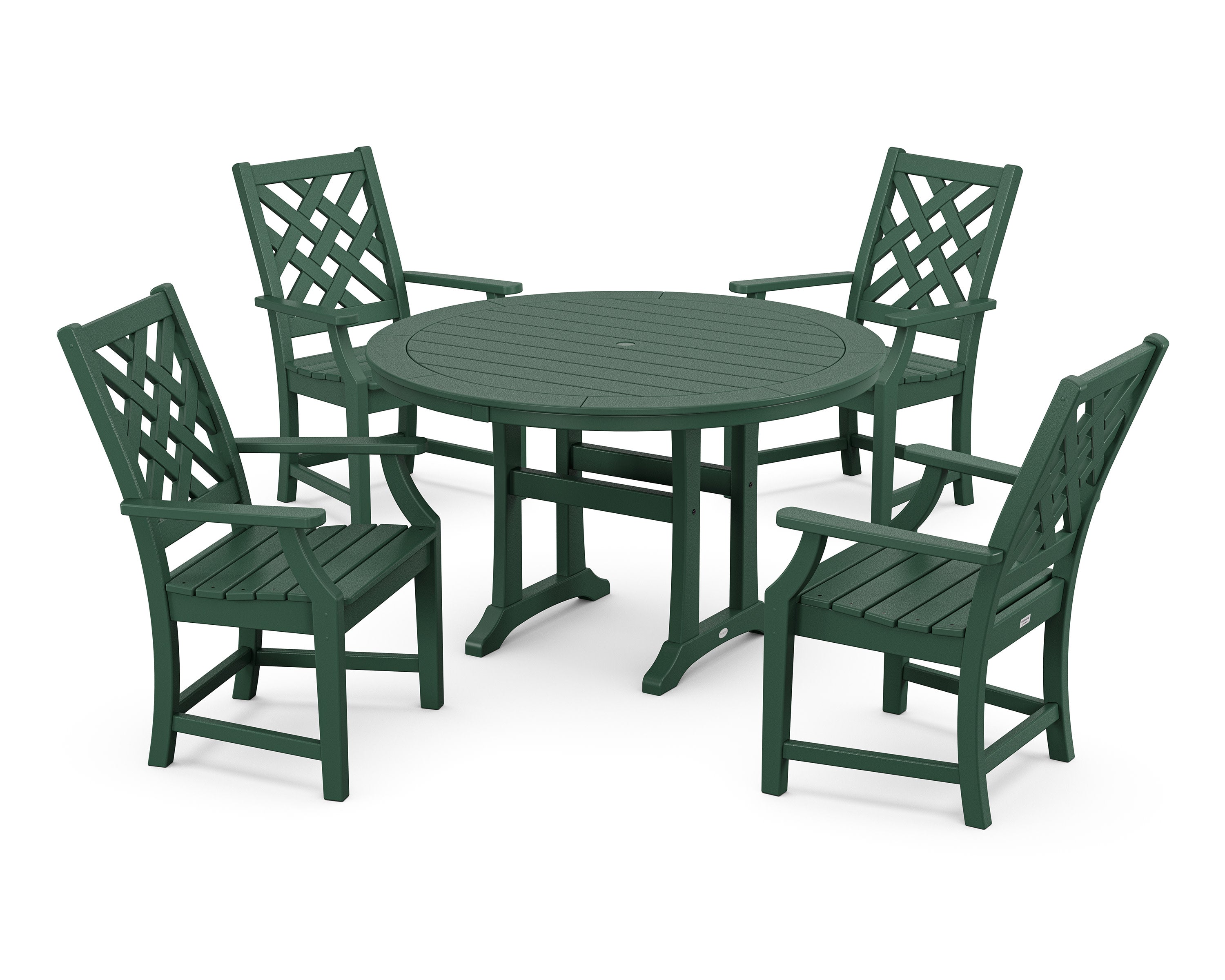Wovendale 5-Piece Round Dining Set with Trestle Legs in Green