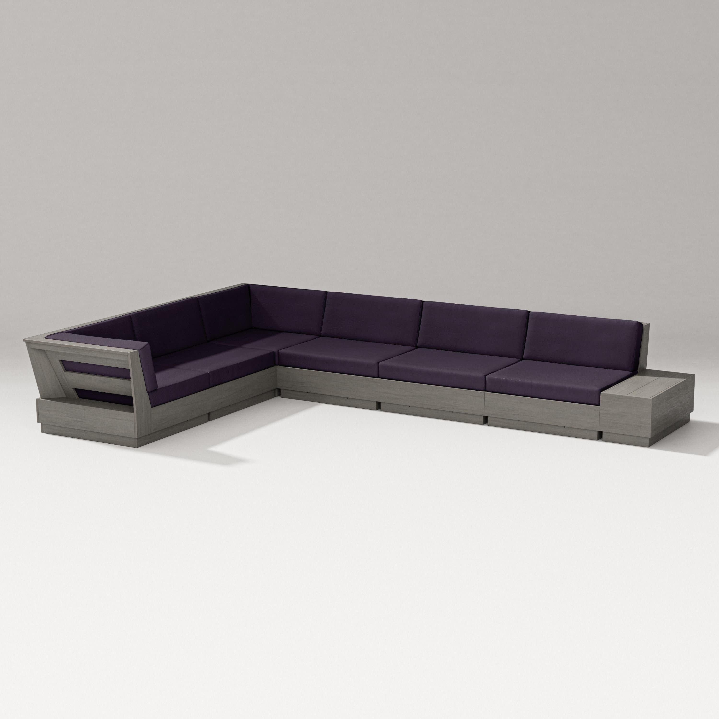 Elevate 7-Piece Corner Sectional in Driftwood / Navy Linen