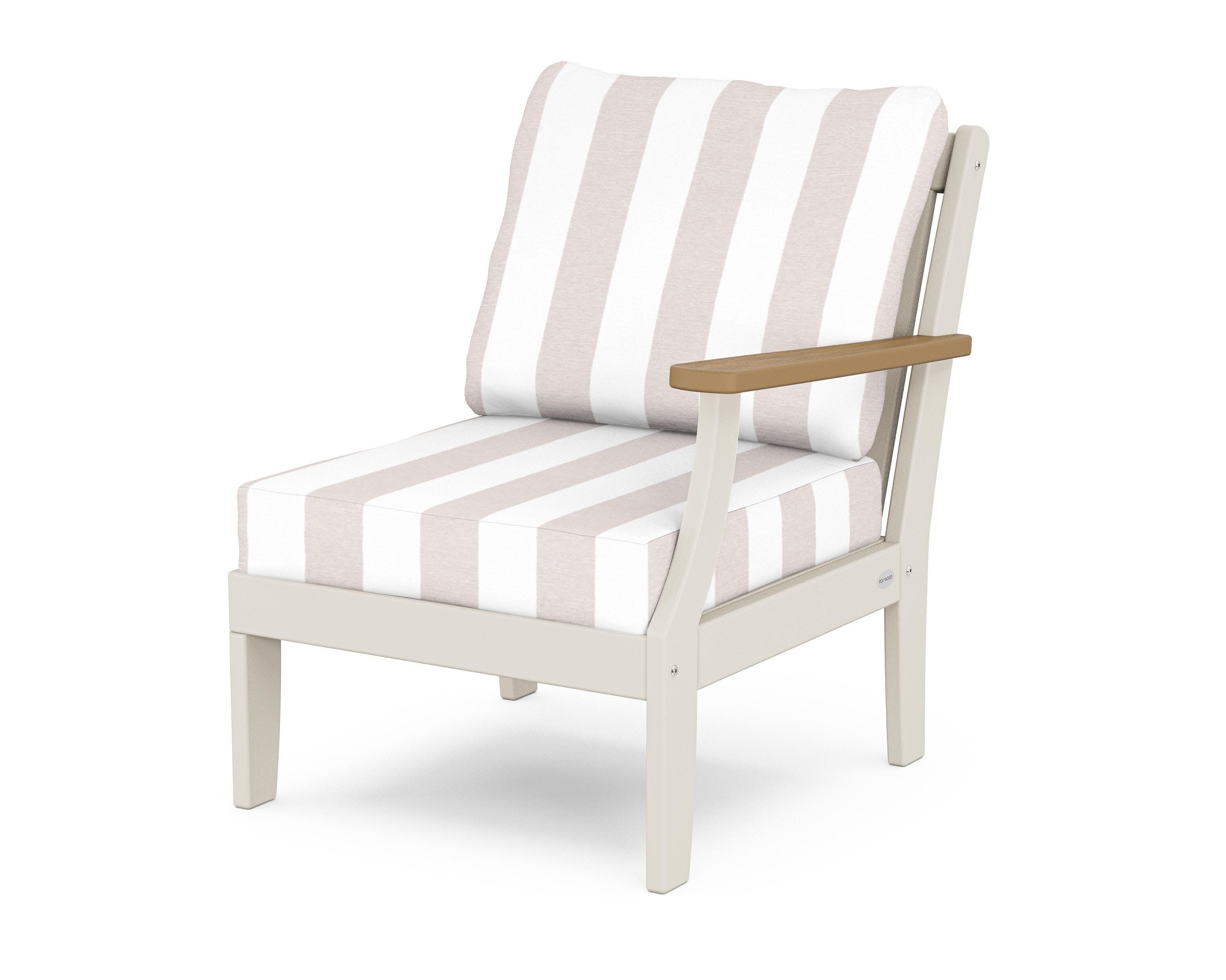 Braxton Modular Right Arm Chair in Sand / Natural / Cabana Stripe Dune Burlap