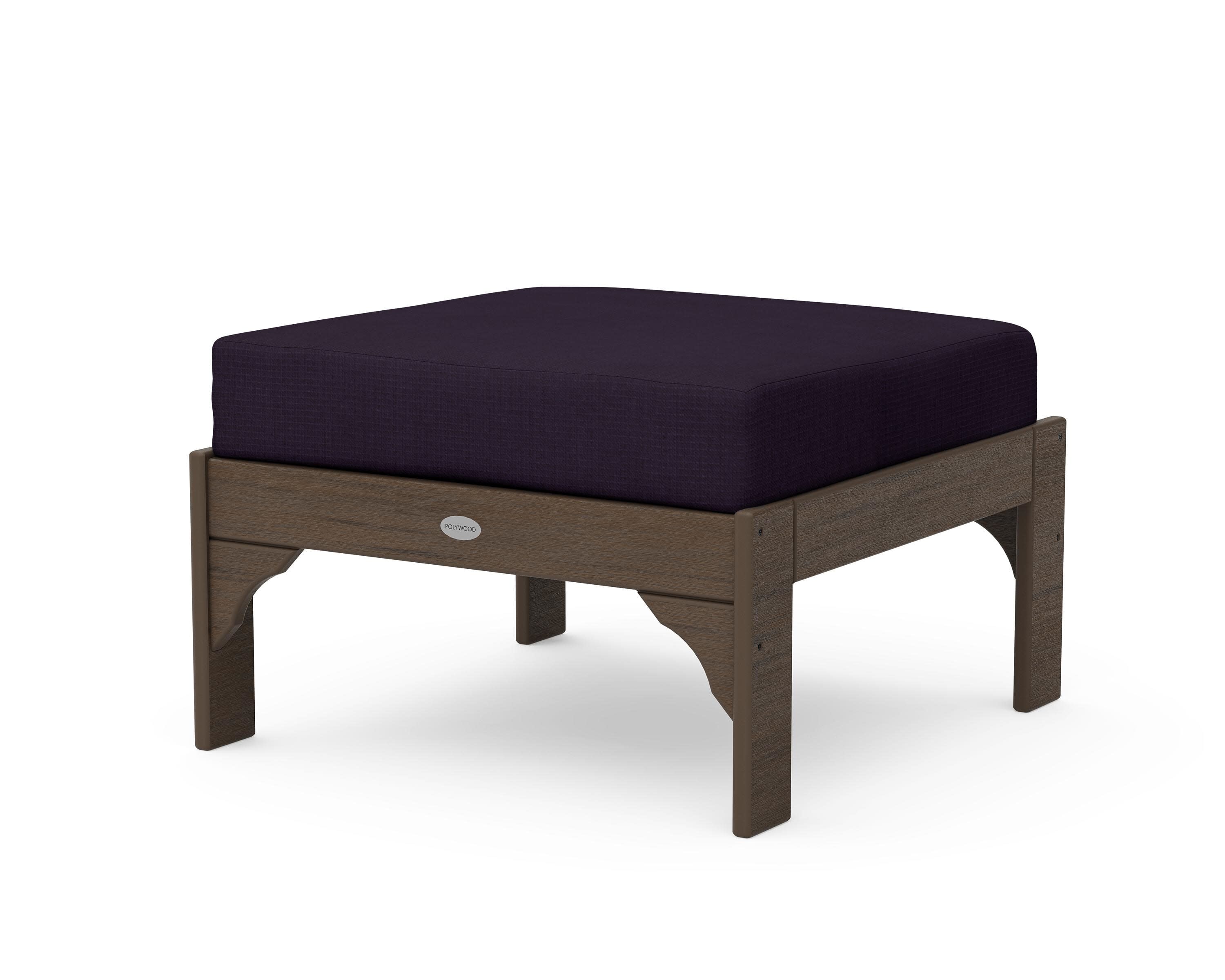 Vineyard Deep Seating Ottoman in Kona / Navy Linen