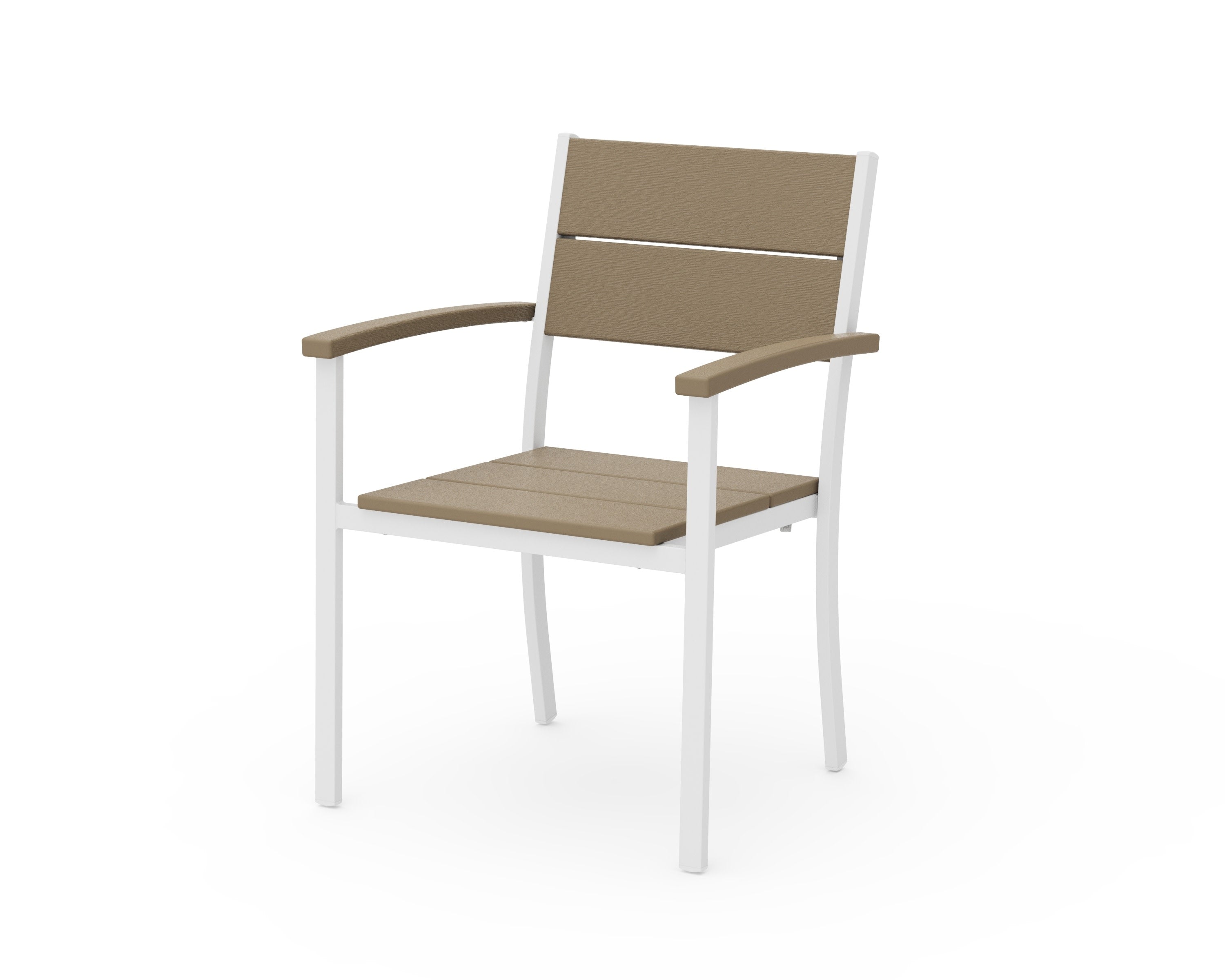 Main Street Stacking Dining Arm Chair in White / Vintage Sahara