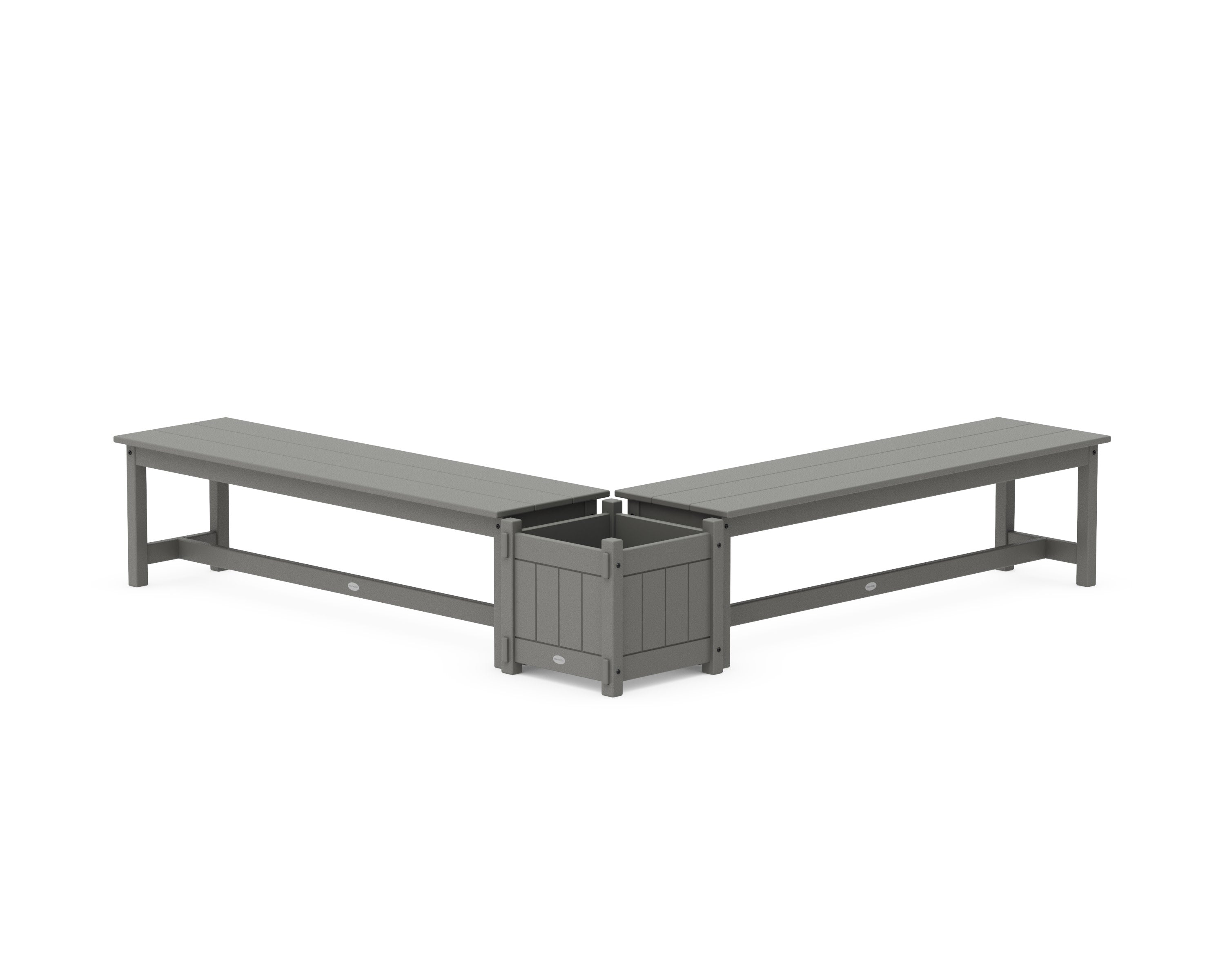 60" Vineyard L- Shaped Planter Bench Set in Slate Grey