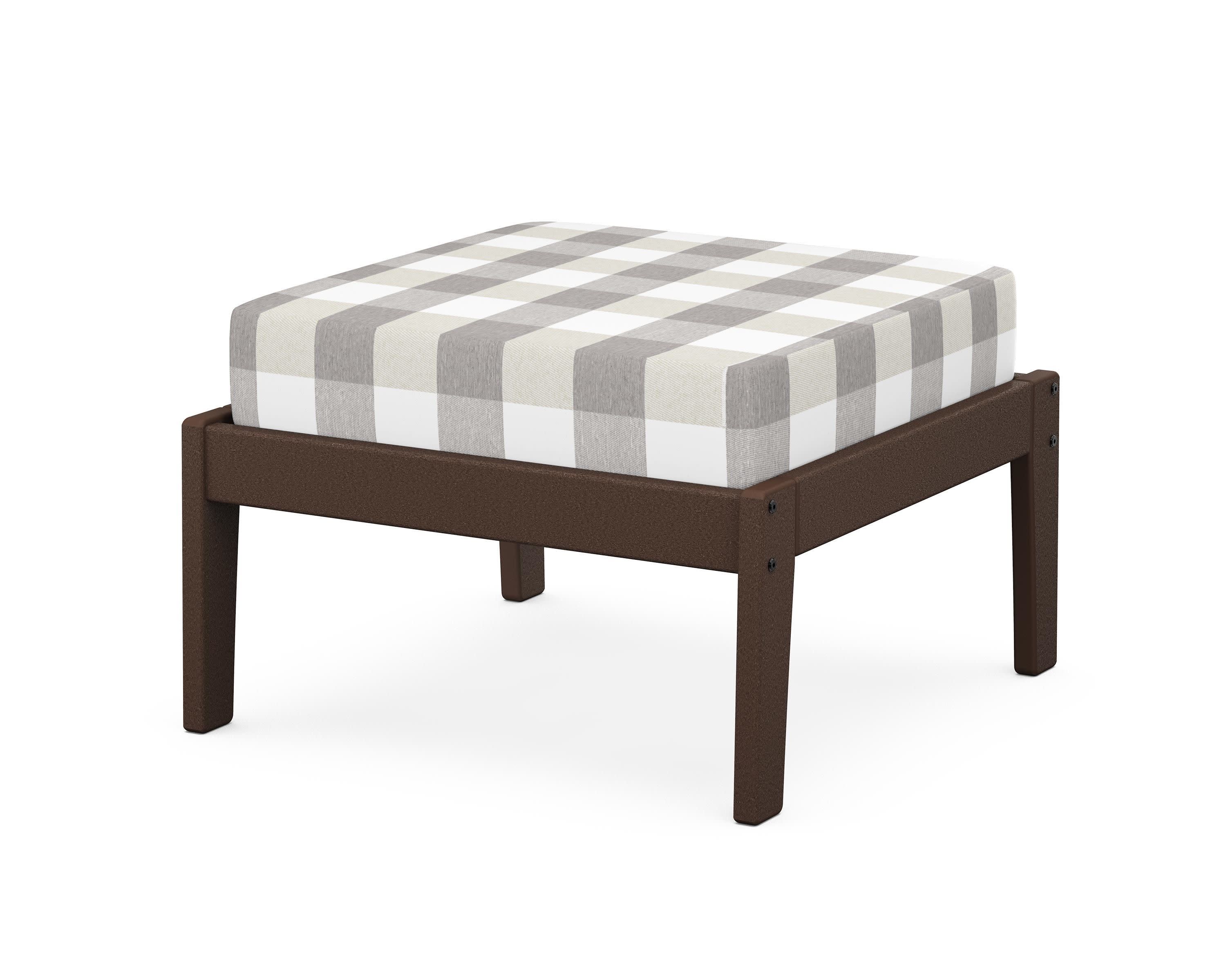 Deep Seating Ottoman in Mahogany / Buffalo Plaid Grey Mist