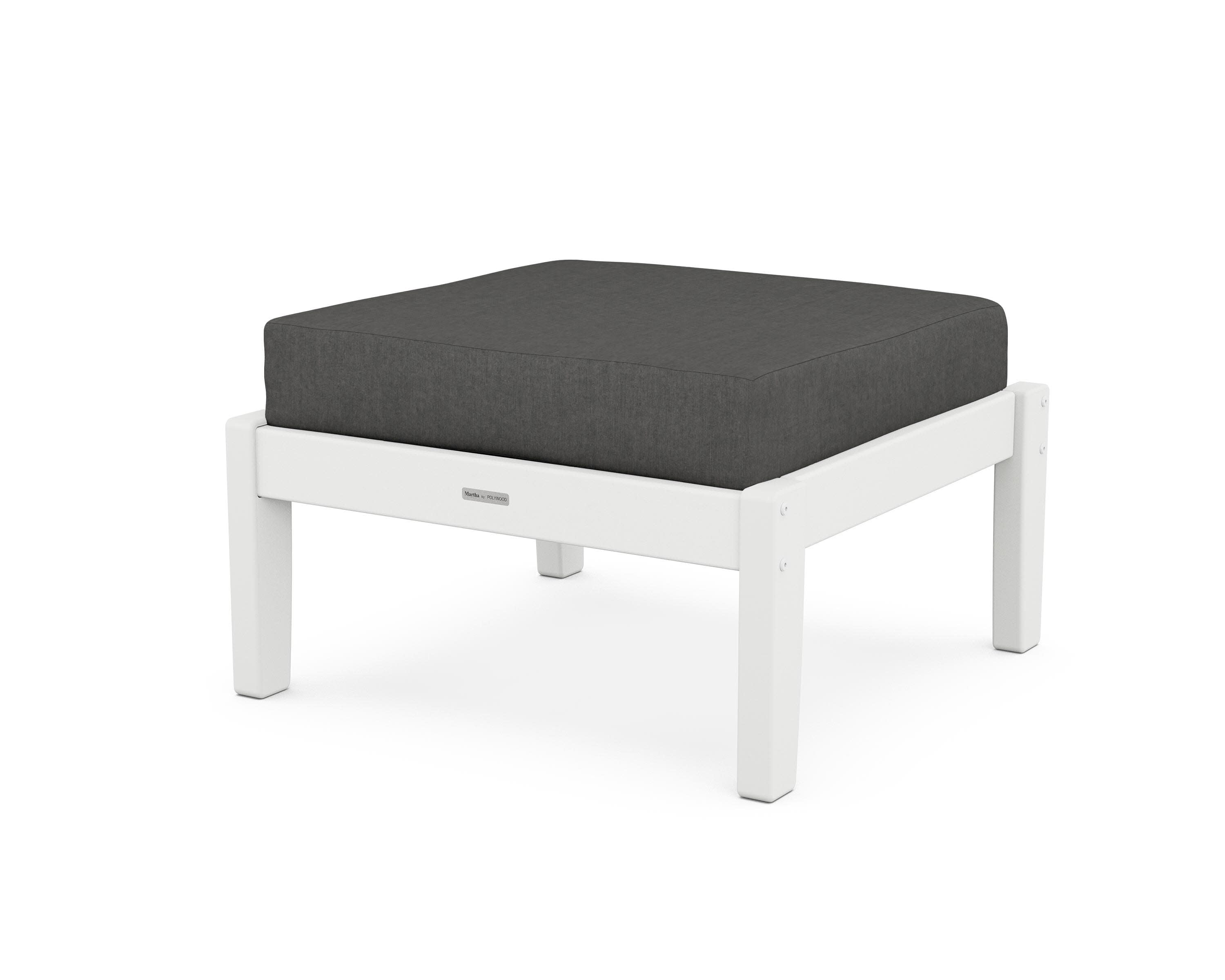 Chinoiserie Deep Seating Ottoman in White / Spectrum Carbon